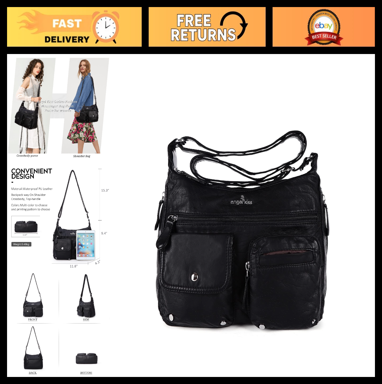 Stylish Crossbody Bags for Women   Medium Faux Leather Shoulder Handbags & Purse0