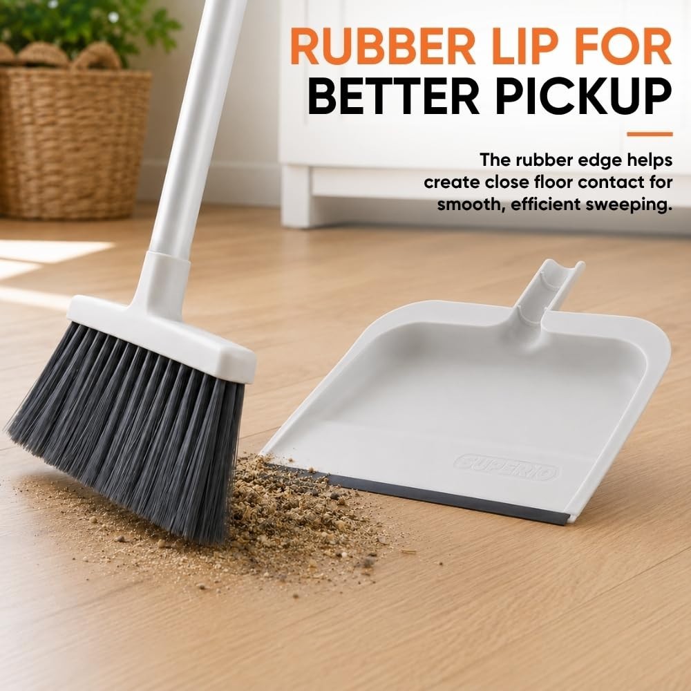 Durable 10-Inch Clip-On Dustpan with Rubber Lip & Comfort Grip Handle - White3