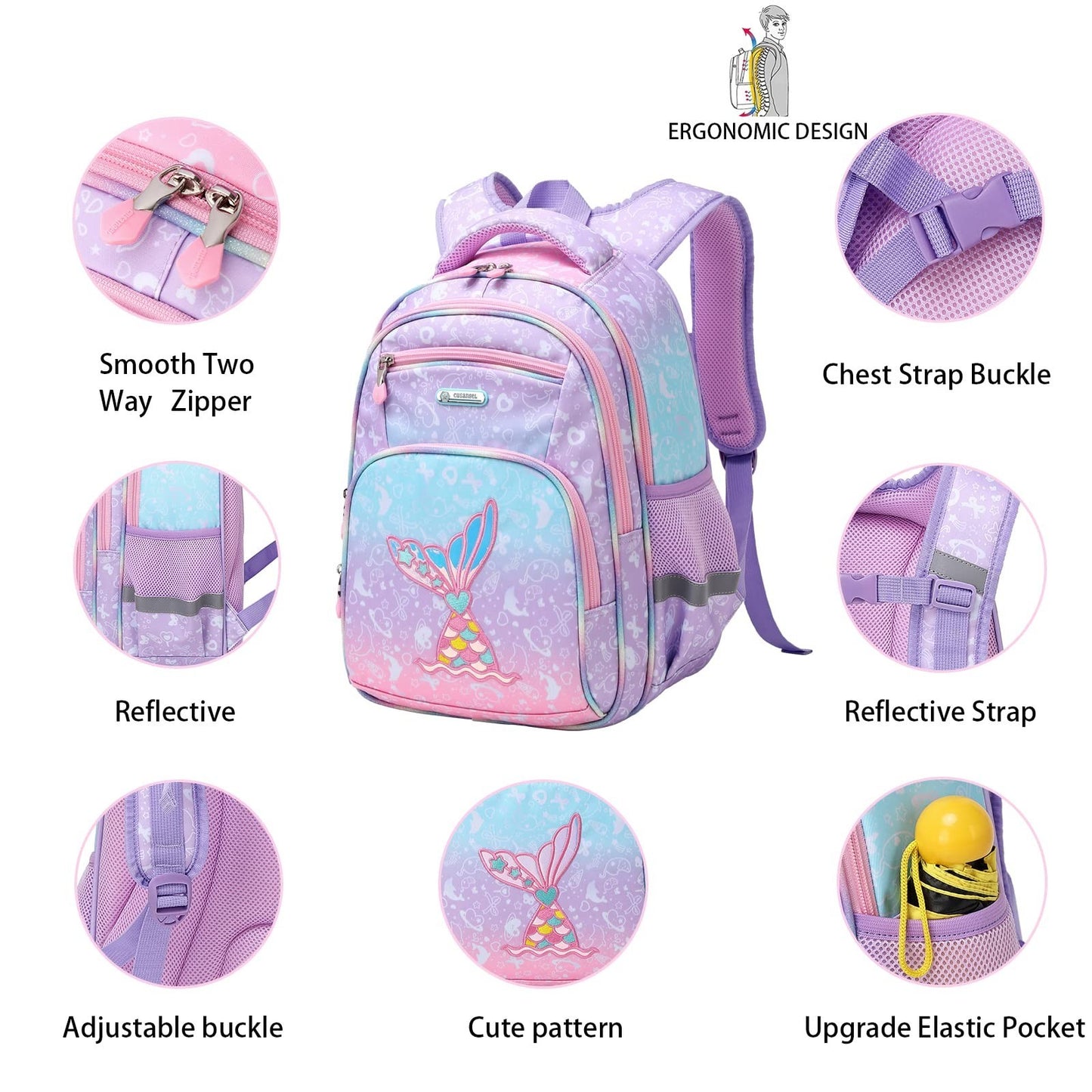 Lightweight Waterproof School Backpack for Kids, Large Capacity, Fun Prints, 165