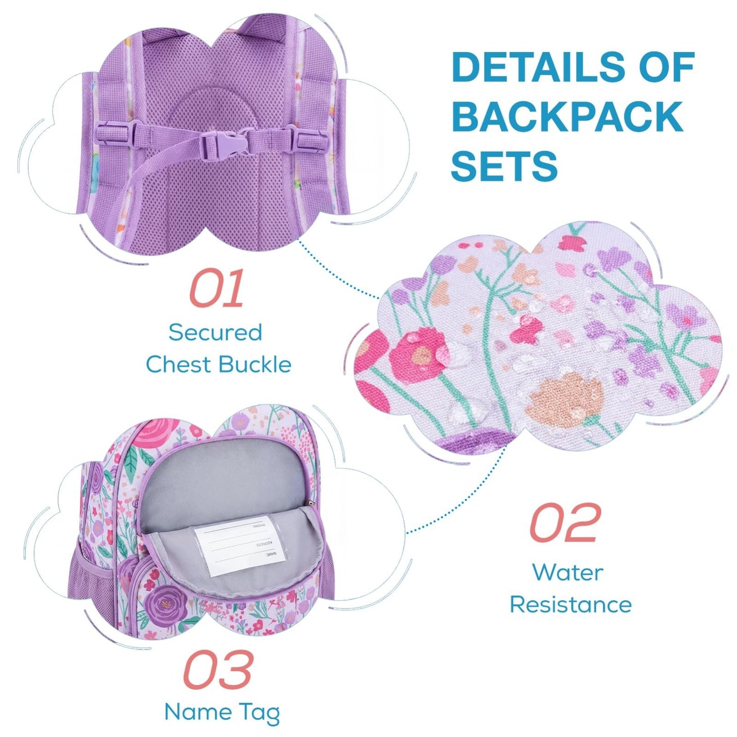 Kids Backpack Set for Preschool & Kindergarten, 3-Piece with Lunch Box & Pencil5