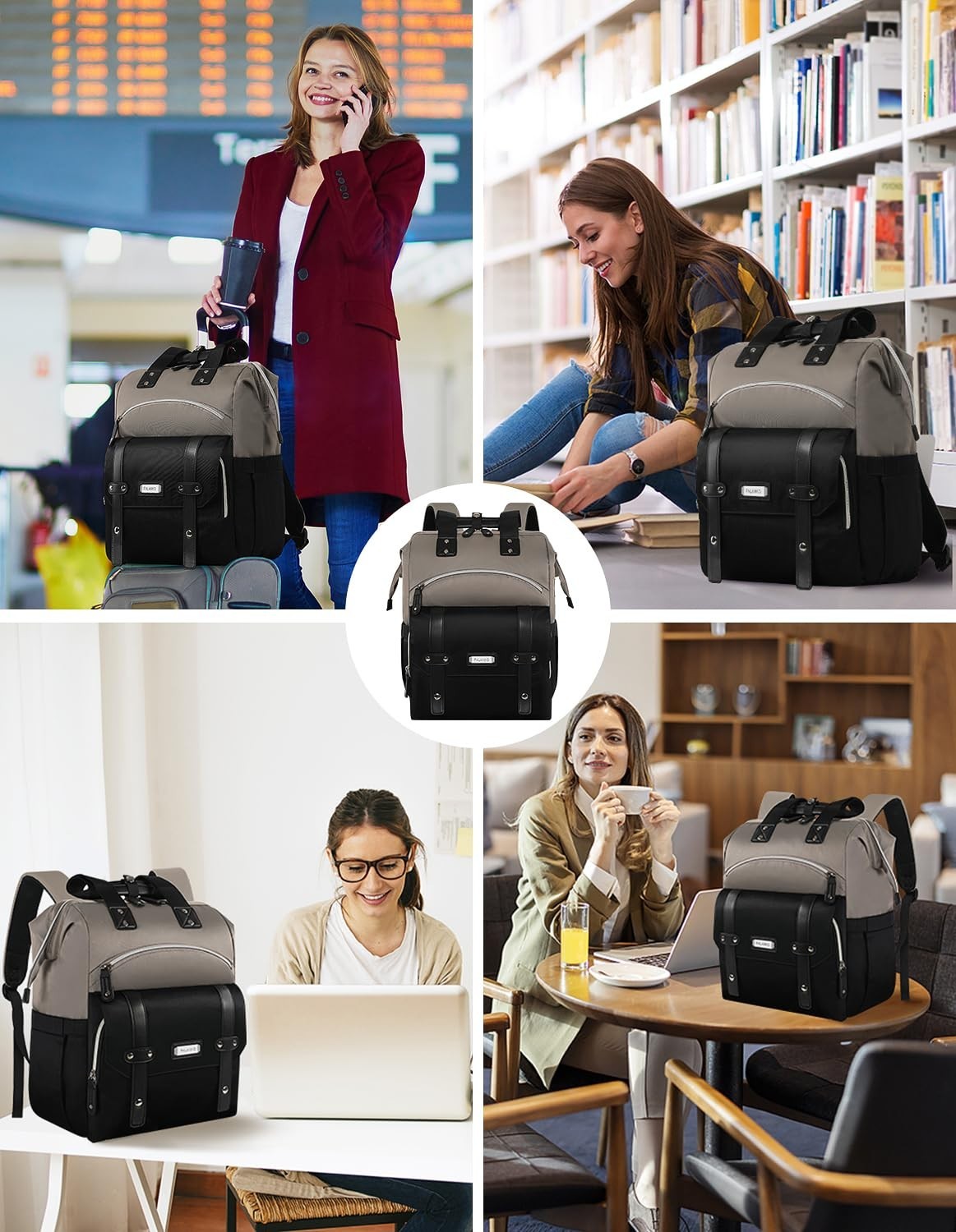 Stylish 15.6" Laptop Backpack for Women   RFID Anti Theft College Work Bag, Grey5