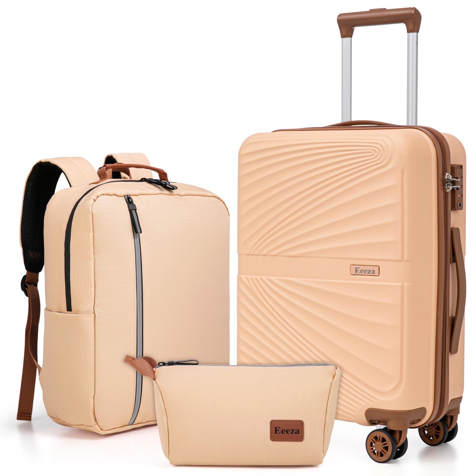 3-Piece Pink Carry On Luggage Set - Lightweight ABS Hardshell, 360° Spinner Whee1
