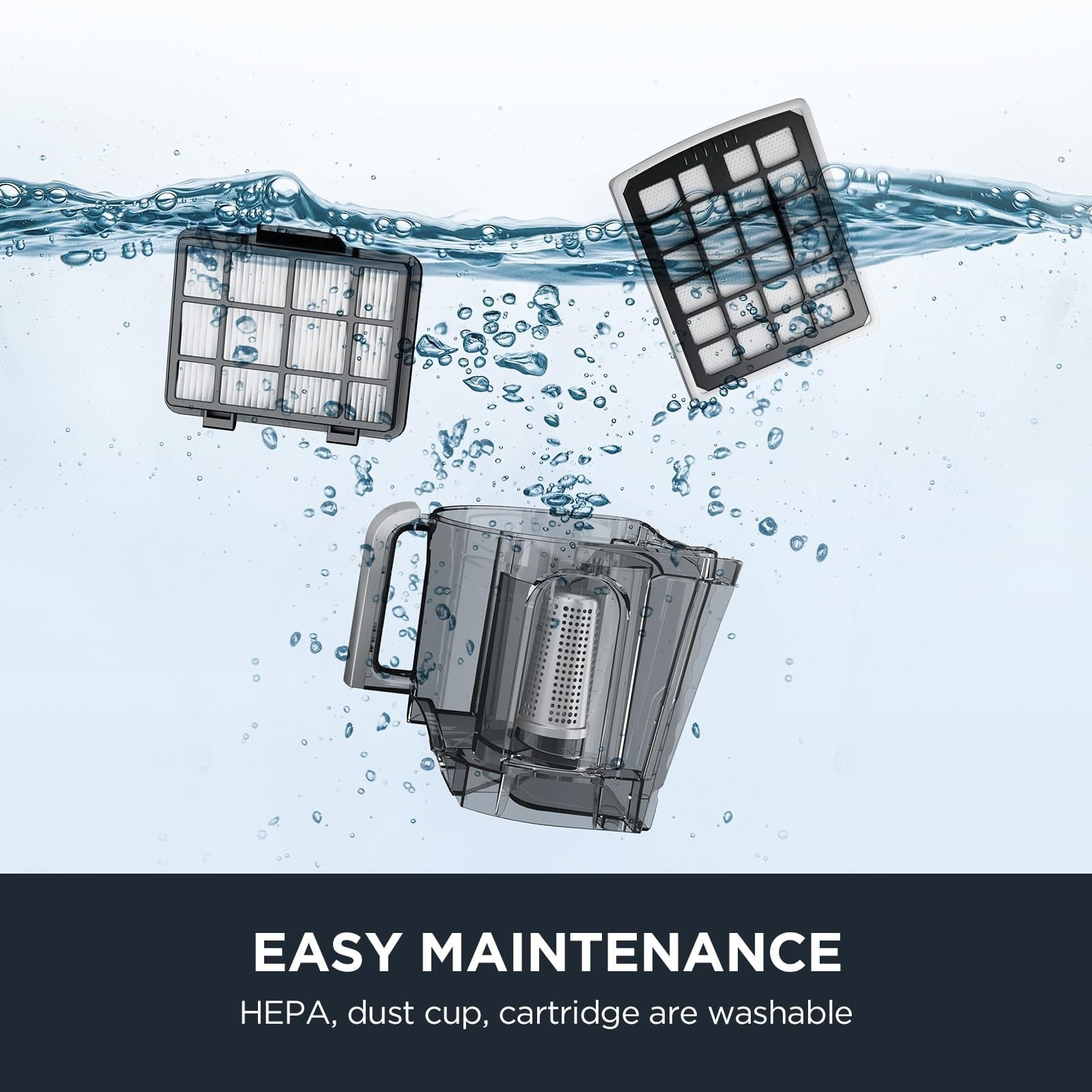 Lightweight Bagless Canister Vacuum Cleaner for Hardwood & Carpet, HEPA, Auto Co4