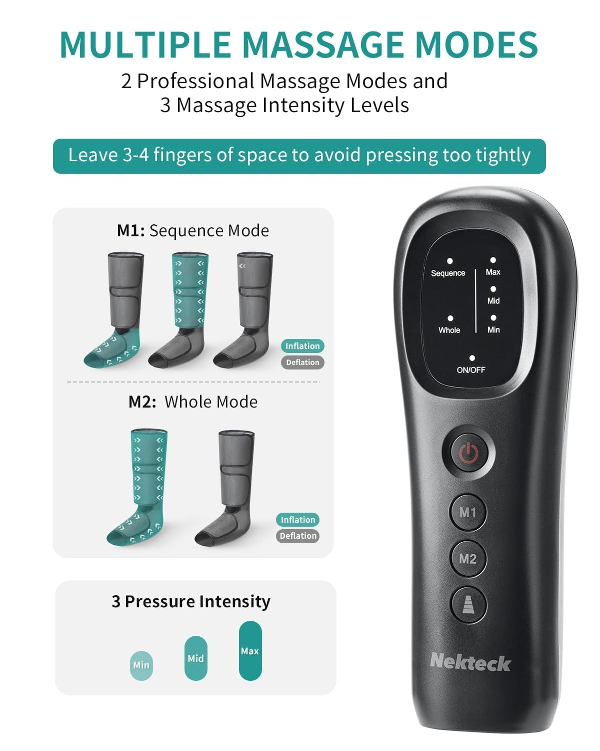 Leg Compression Massager for Circulation & Relaxation, 2 Modes, 3 Intensities, P3