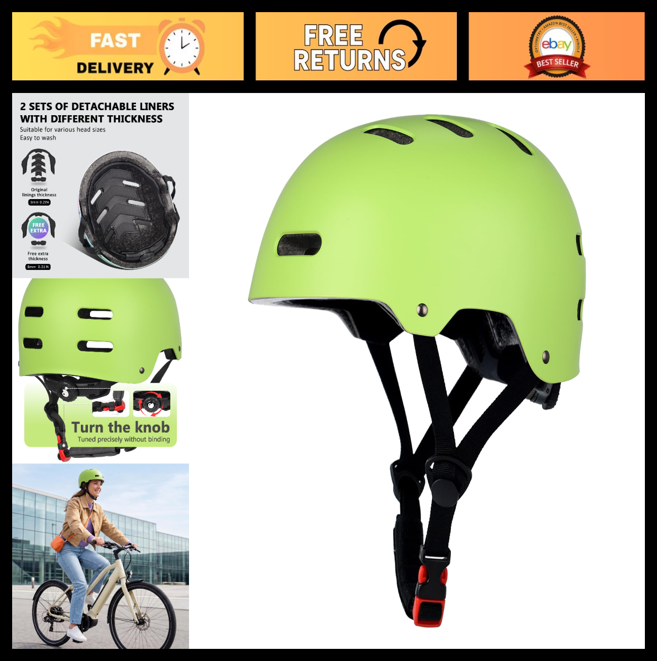 Multi-Sport Helmet for Skateboard, Bike, Scooter - Adjustable, Lightweight, Vent0