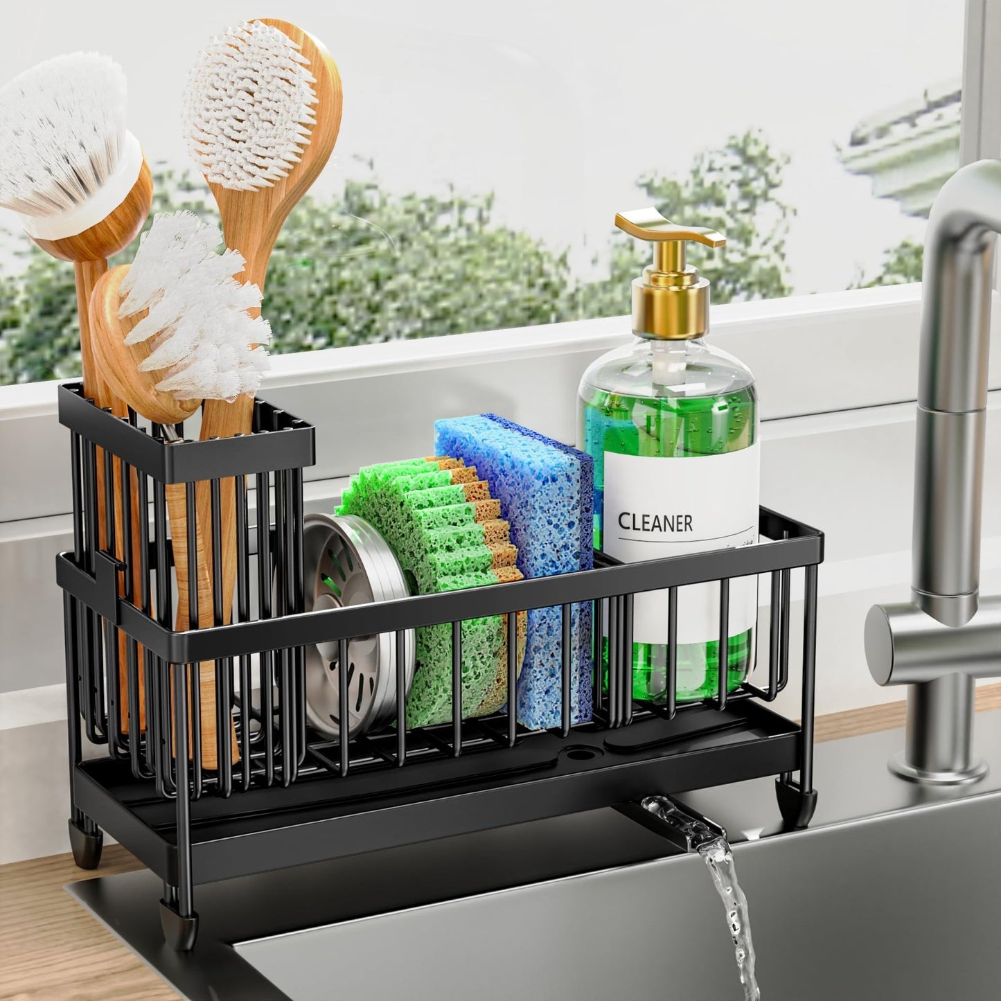 Kitchen Sink Organizer Caddy, Rustproof 304 Stainless Steel Sponge Holder, Count0