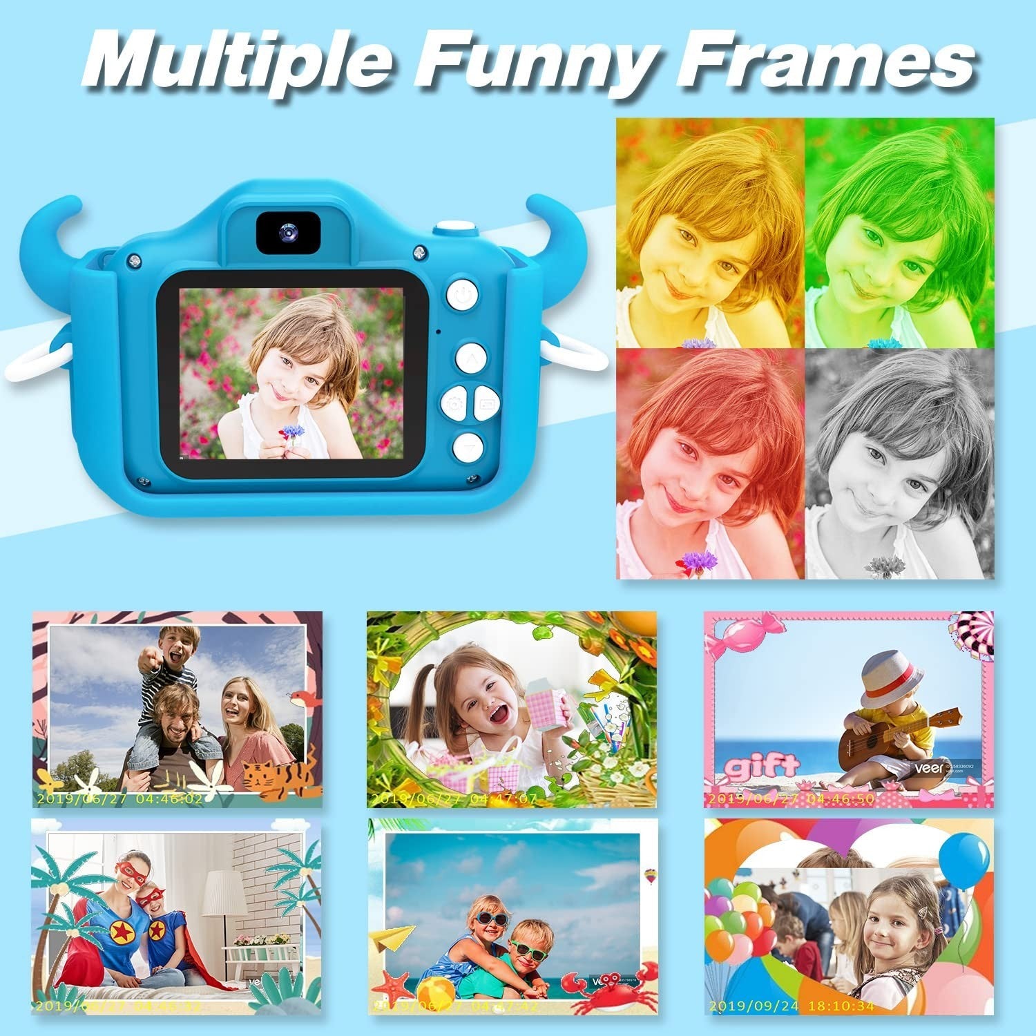 Kids Digital Camera for 3 8 Year Olds, Cartoon Soft Cover, Fun Video Camcorder G5