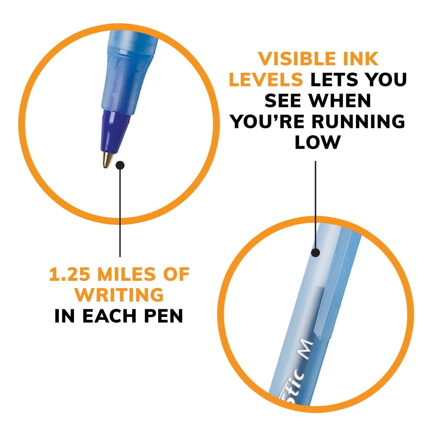 Medium Point Blue Ballpoint Pens, Flexible Round Barrel, Comfort Grip, 9 Pack7