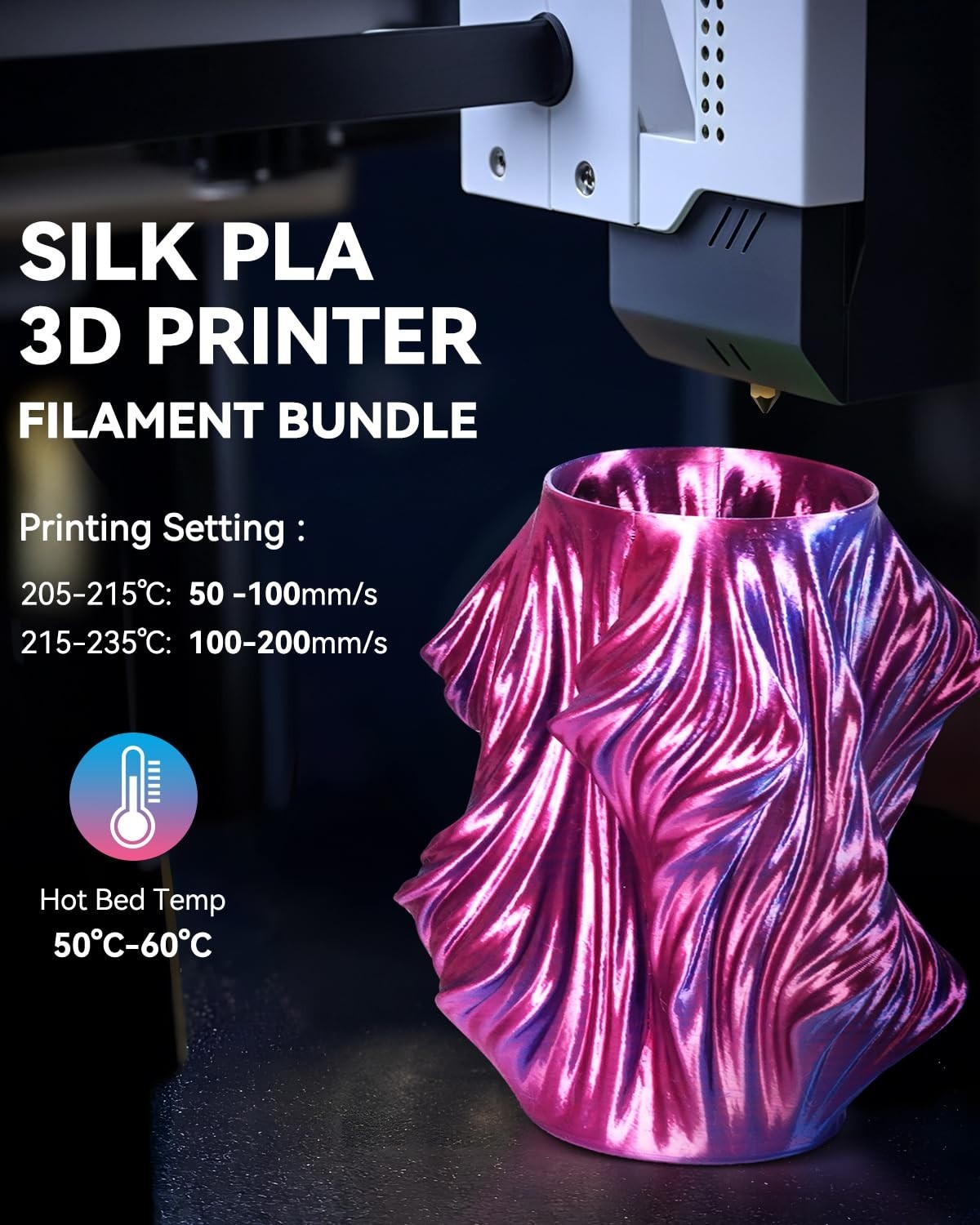 Multicolor Silk 3D Printer Filament Bundle, Dual & Triple Color, 2kg Vacuum Pack7