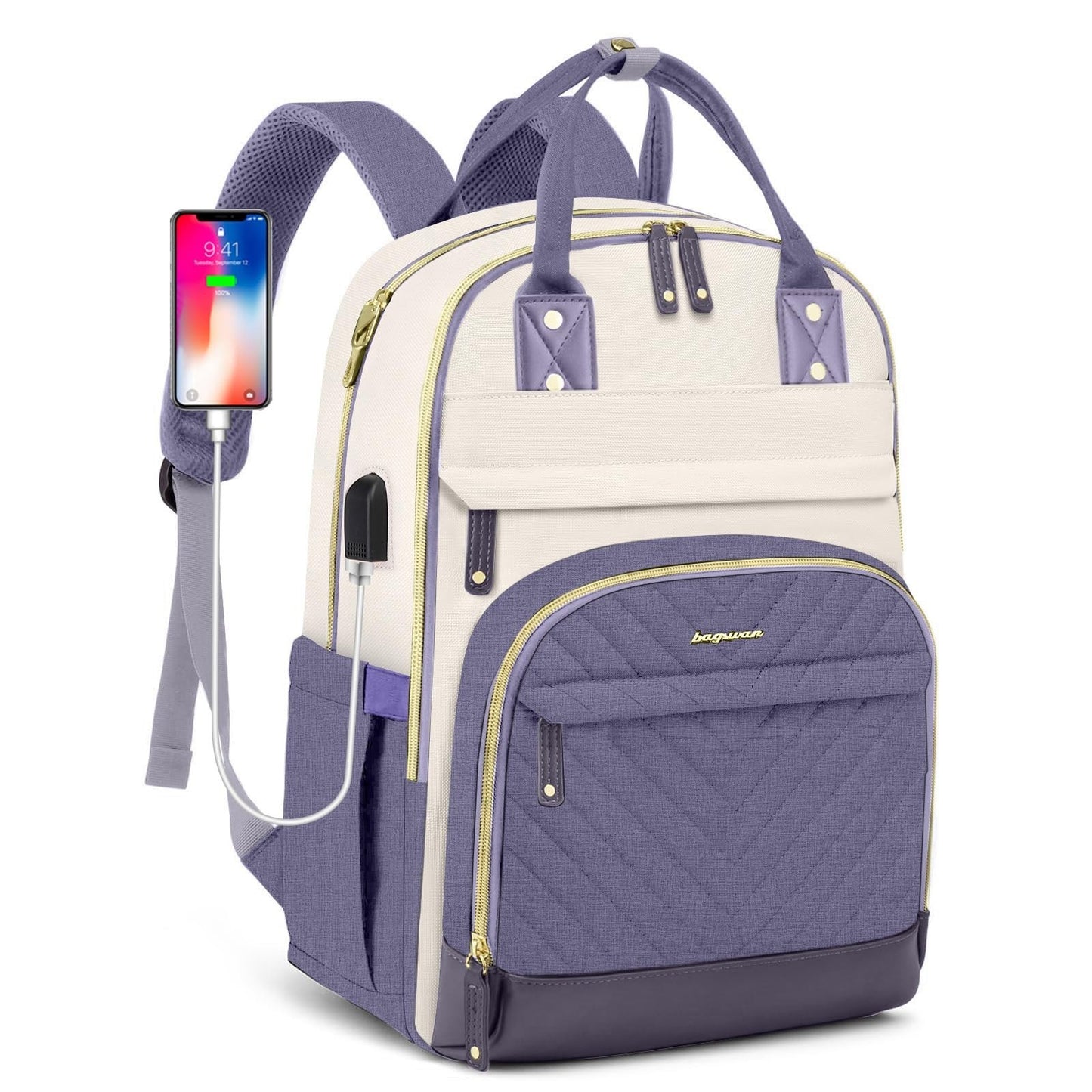 Stylish 15.6" Laptop Backpack for Women & Teens   USB Charger, Waterproof, Casua1