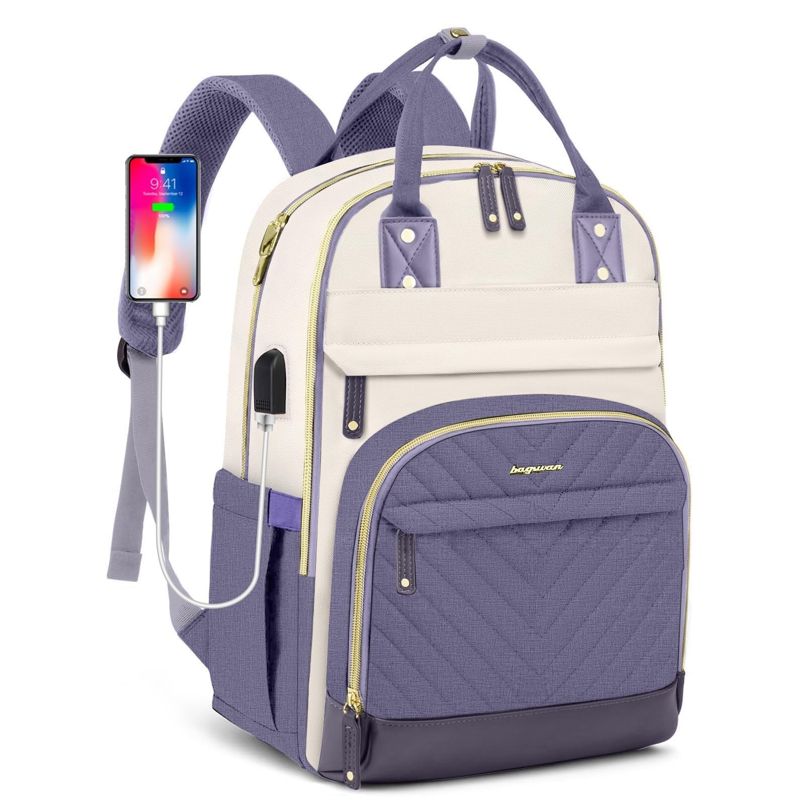 Stylish 15.6" Laptop Backpack for Women & Teens   USB Charger, Waterproof, Casua1