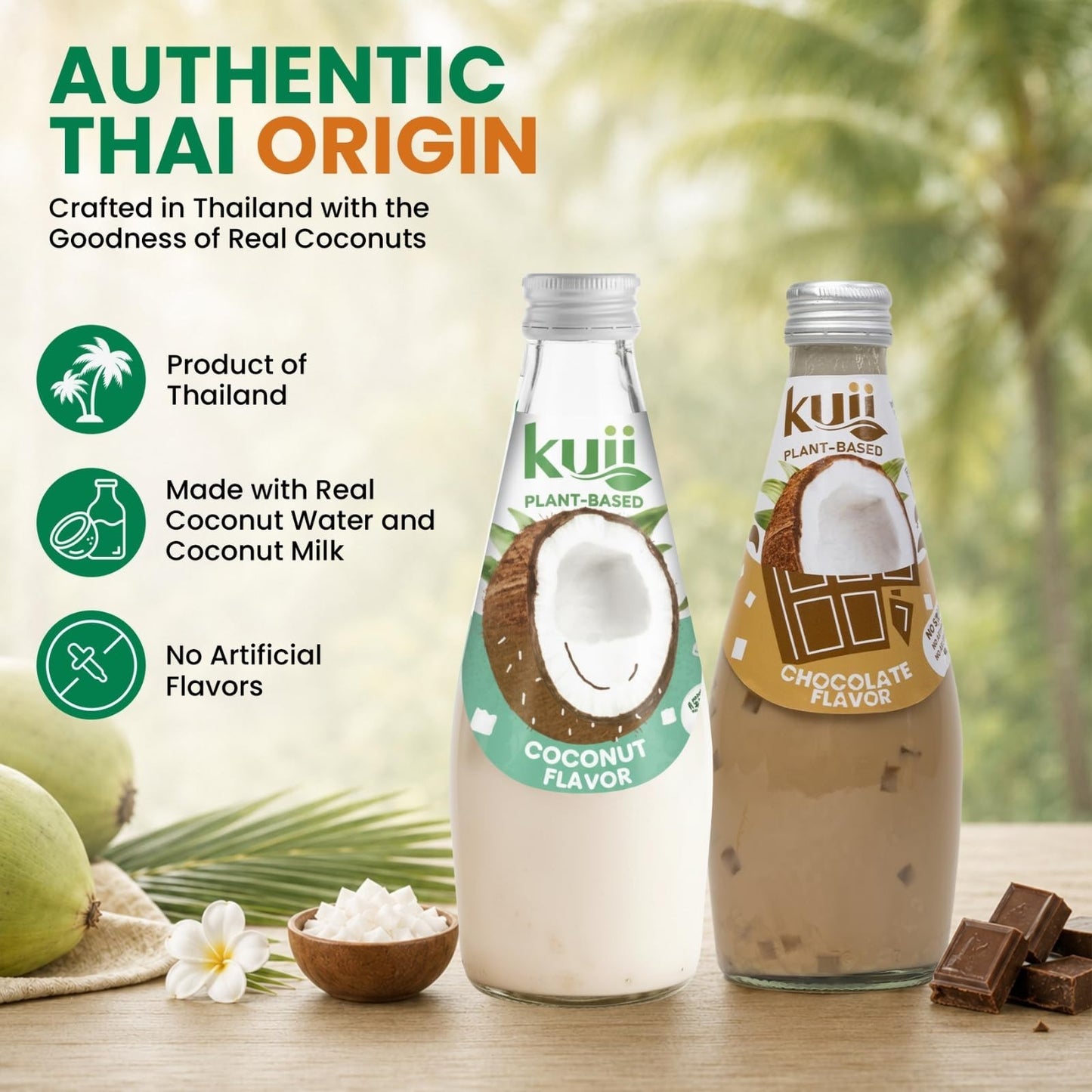 Coconut Milk Drink Variety Pack - No Sugar Added, Original & Chocolate, Nata de3
