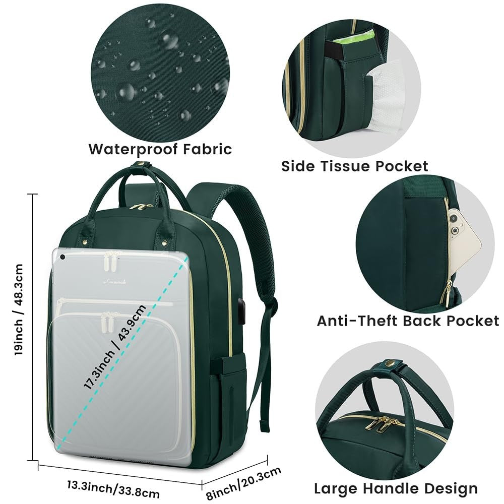 Stylish Water Resistant Laptop Backpack for Women, USB Charging, Travel Work Bag2