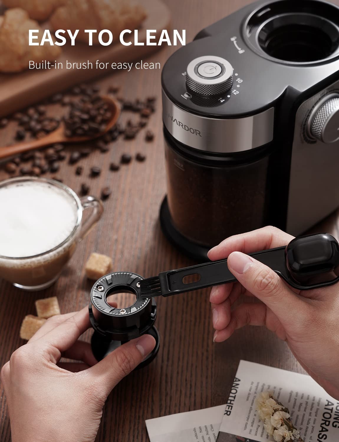 Electric Burr Coffee Grinder   One Touch Automatic Bean Grinder for Espresso & F1