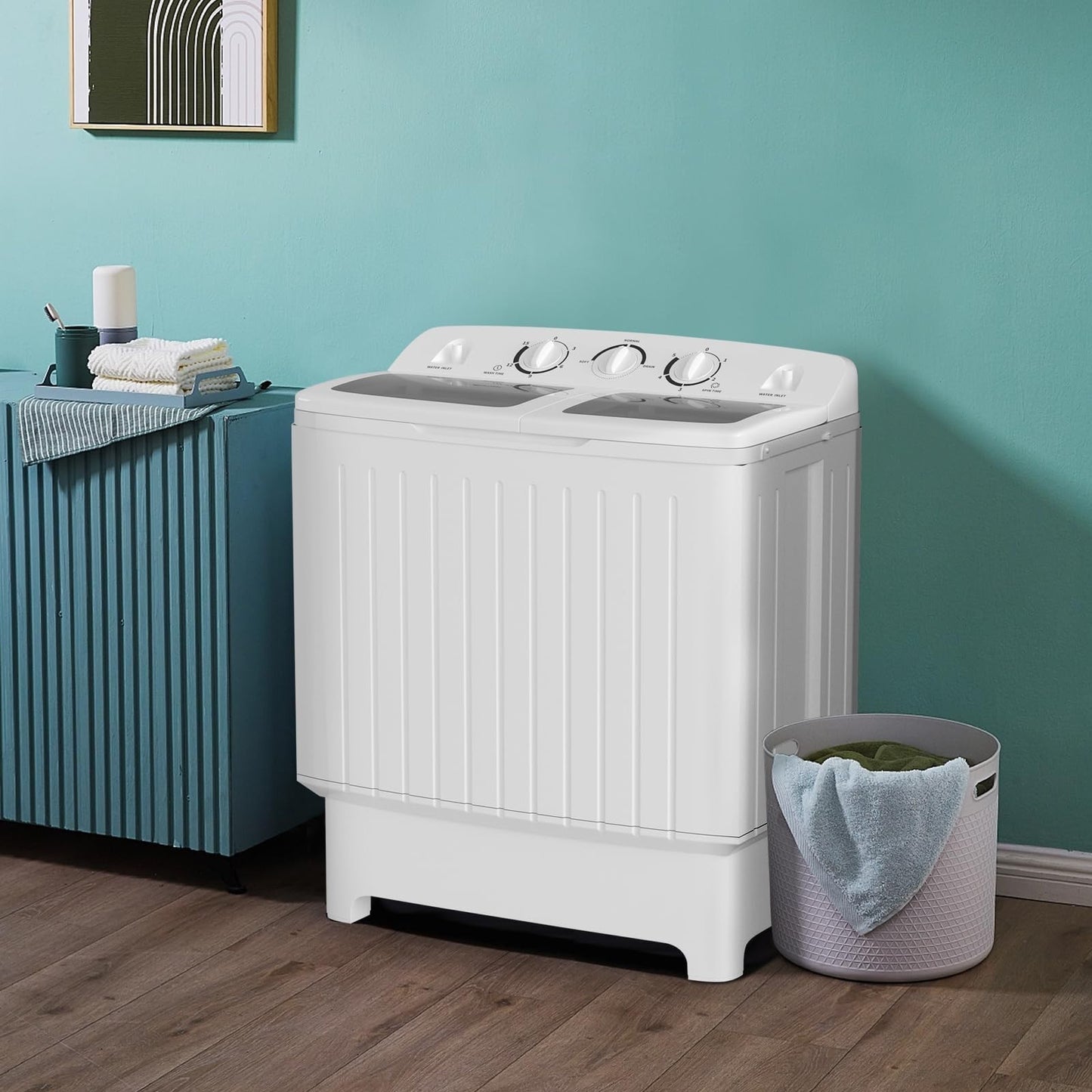 Portable Washing Machine 20lbs Twin Tub Washer & Spinner Combo Mini Compact for8