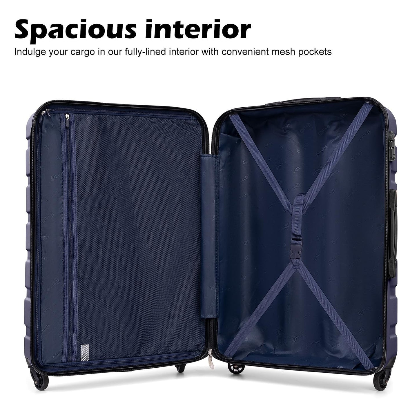 Lightweight Durable Hardshell Luggage Set, 3-Piece Suitcase with 360° Spinner Wh4