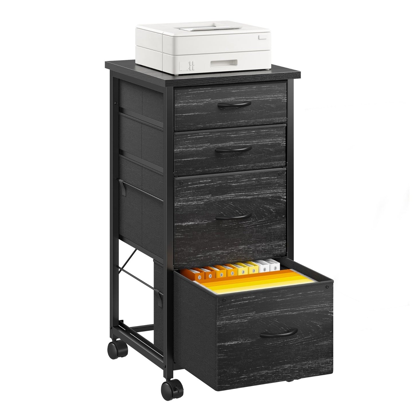 4 Drawer Rolling File Cabinet for A4 Letter Size   Mobile Printer Stand, Lockabl1