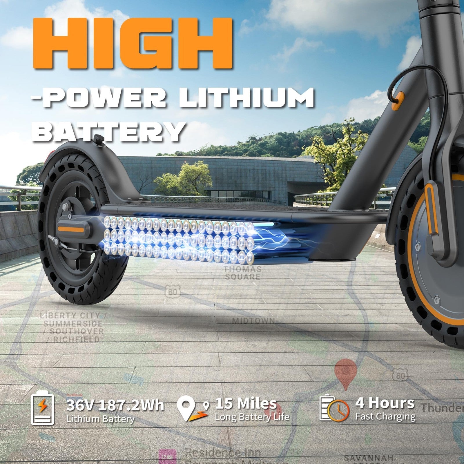 Powerful Electric Scooter 350W/500W Motor, 19MPH Speed, 21-28 Miles Range, Foldi4