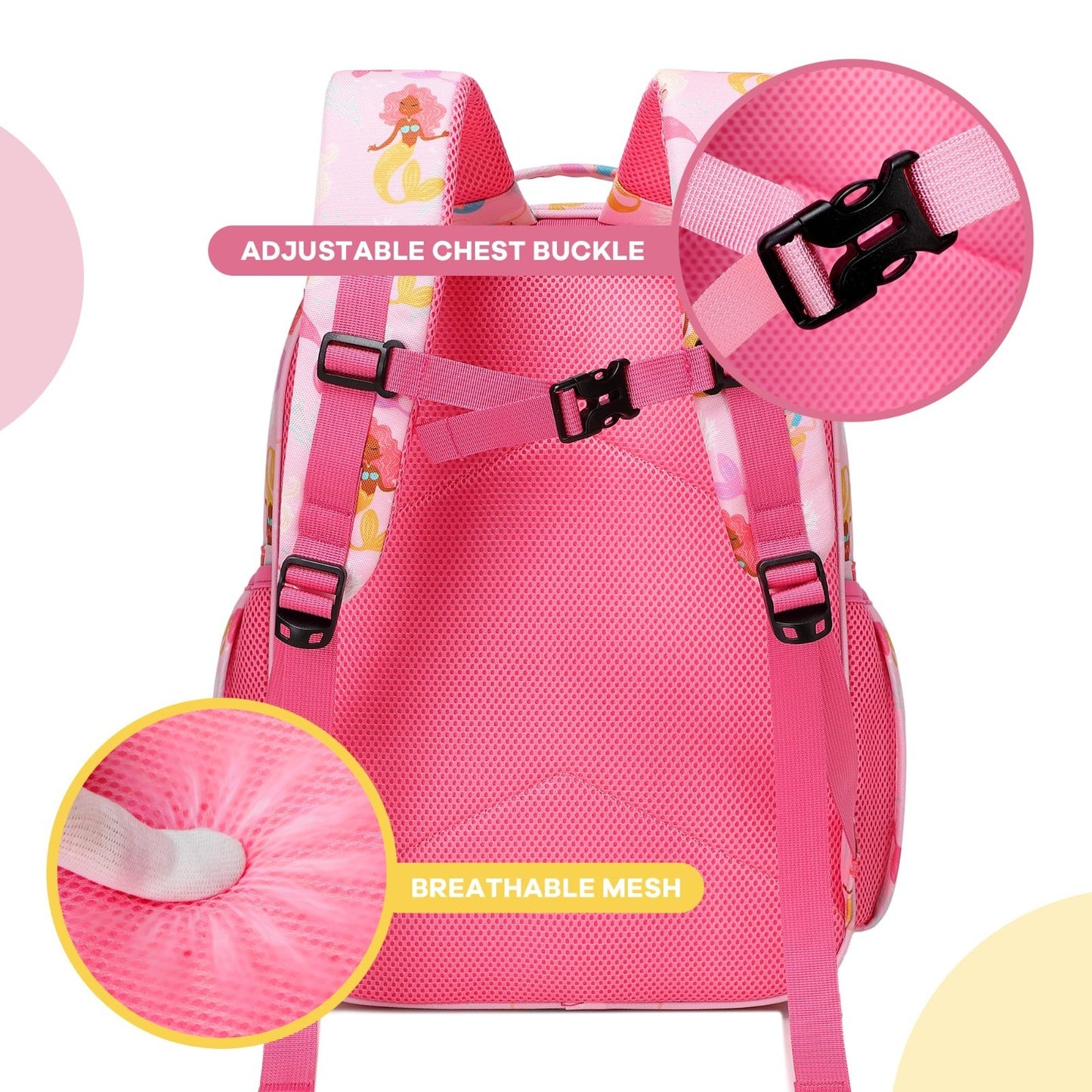 Cute Mini Toddler Backpack for Girls   Mermaid Pink Preschool Bookbag for Kids3