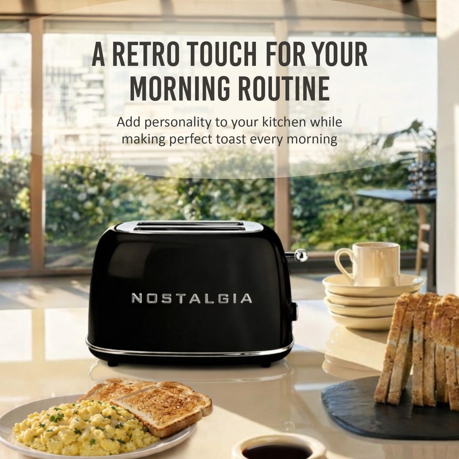 Retro 2 Slice Toaster   Vintage Design, Wide Slots, Crumb Tray, 6 Toast Levels2