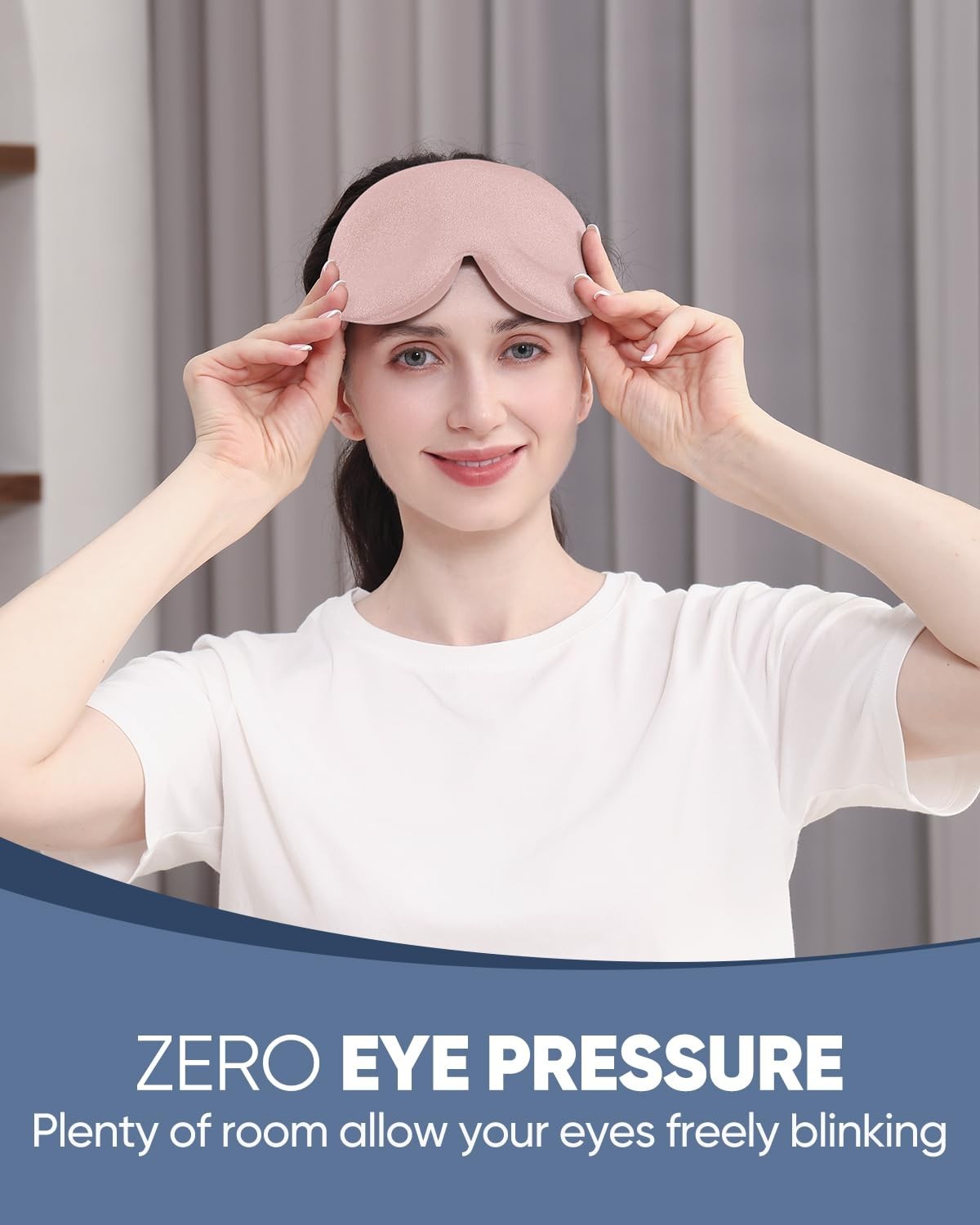 Luxury Sleep Mask - 3D Contoured, Light Blocking, Adjustable, Breathable, Travel1