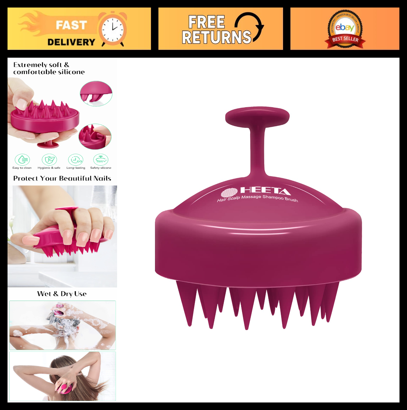 Scalp Massager Shampoo Brush   Soft Silicone Scrubber for Hair Growth, Dandruff0