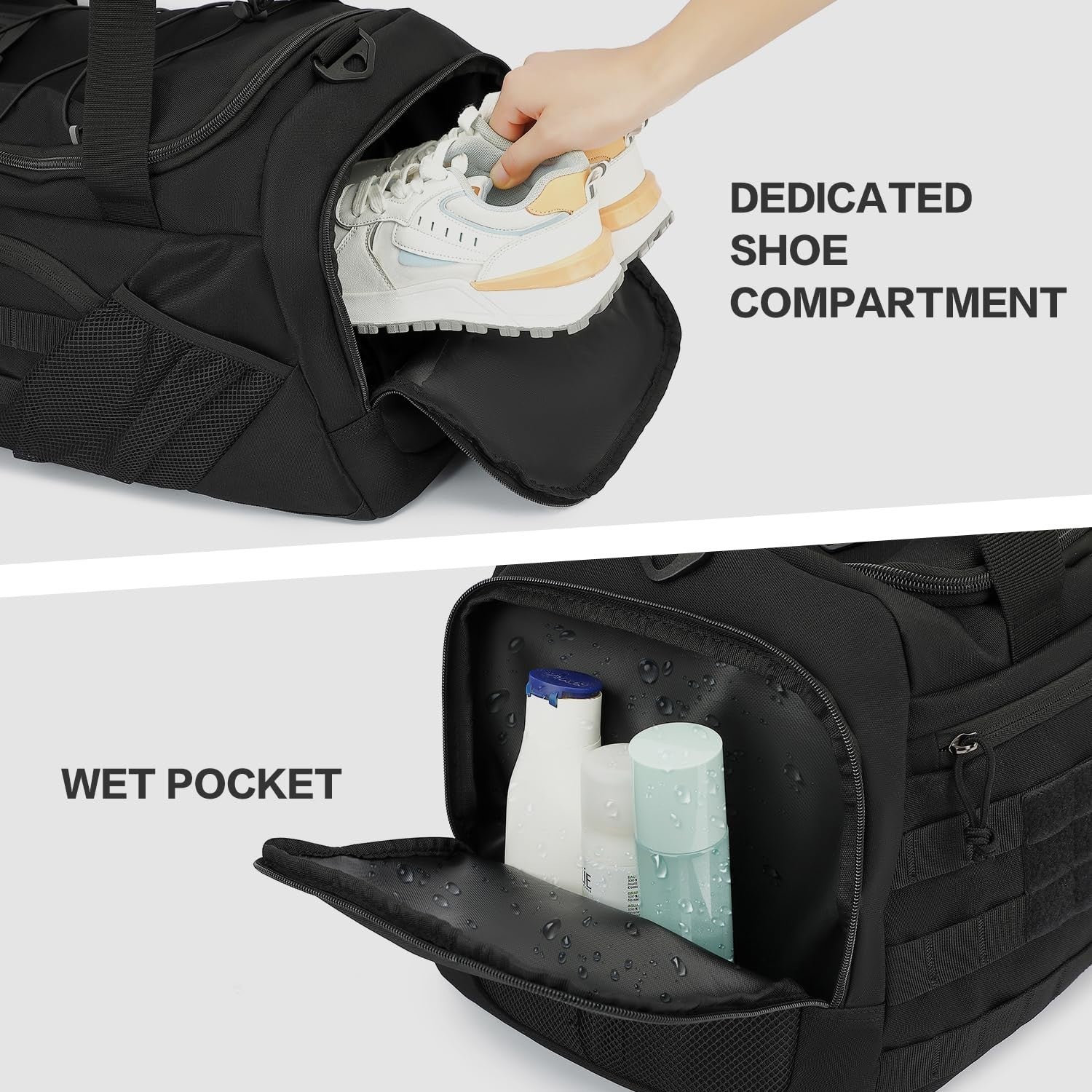Multi Functional 45L Tactical Gym Duffle Bag Backpack with Shoe Compartment & We3