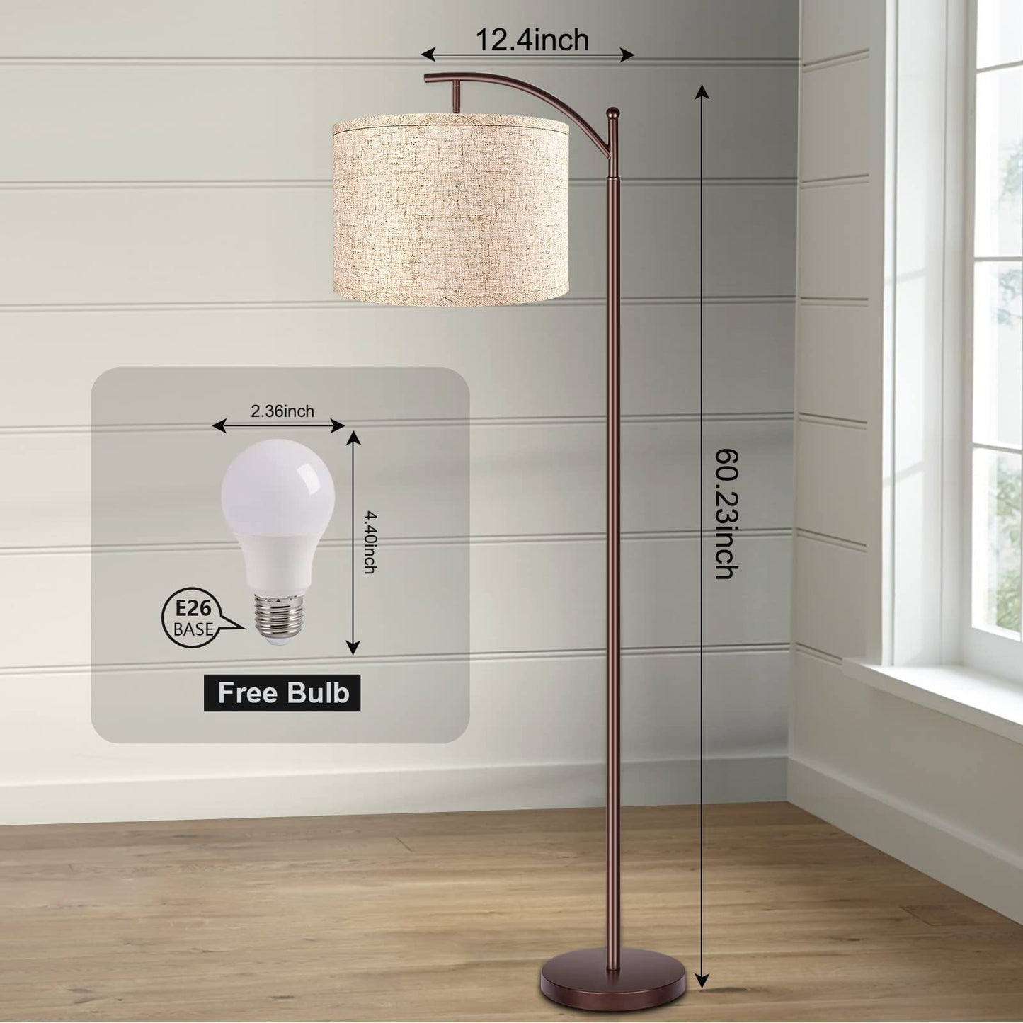 Modern LED Floor Lamp with Remote & Foot Switch, 4 Color Temperatures, Oil Rubbe5