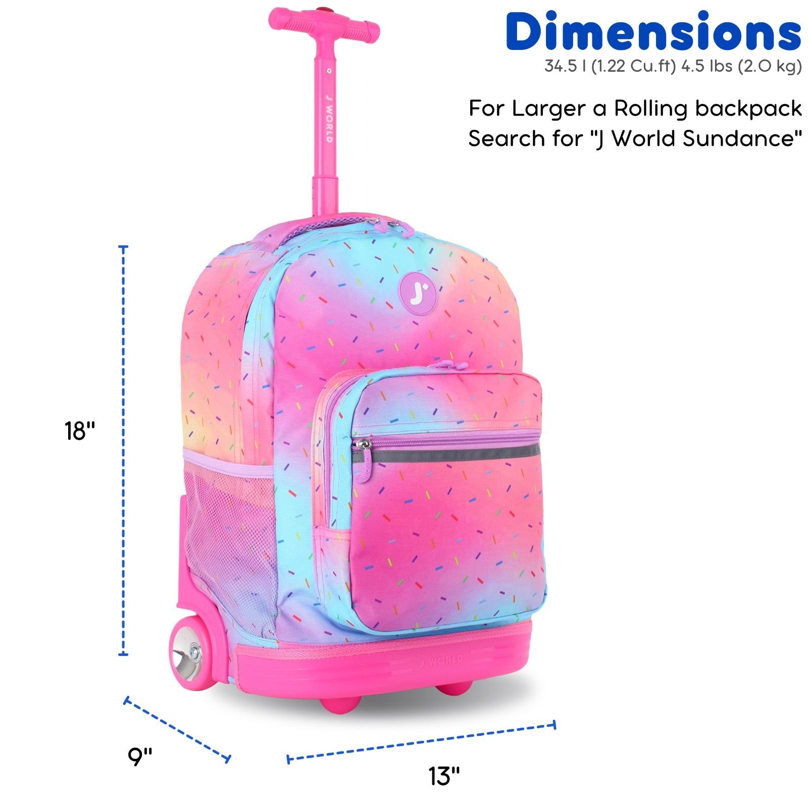 Kids Rolling Backpack with Wheels, 18" Bookbag for School, Girls & Boys, Confett5