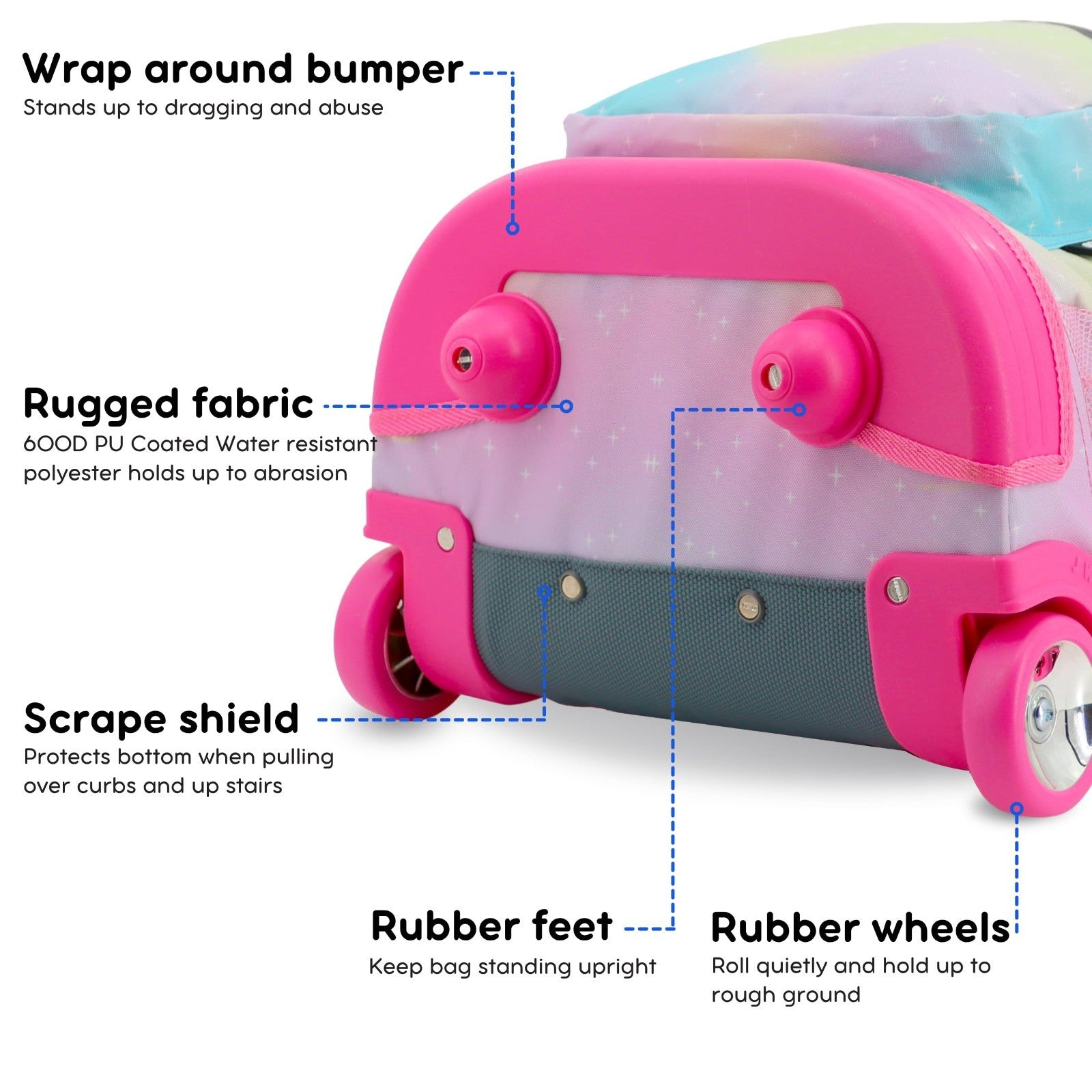 Kids Rolling Backpack with Wheels, 18" School Bookbag for Girls & Boys, Aurora D3
