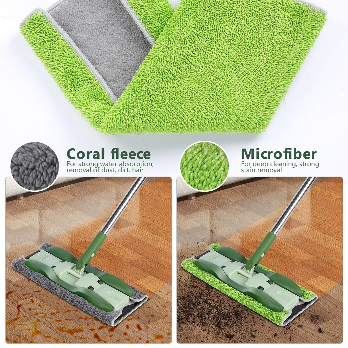 Professional Microfiber Floor Mops - 4 Washable Pads, 59" Stainless Steel Handle3