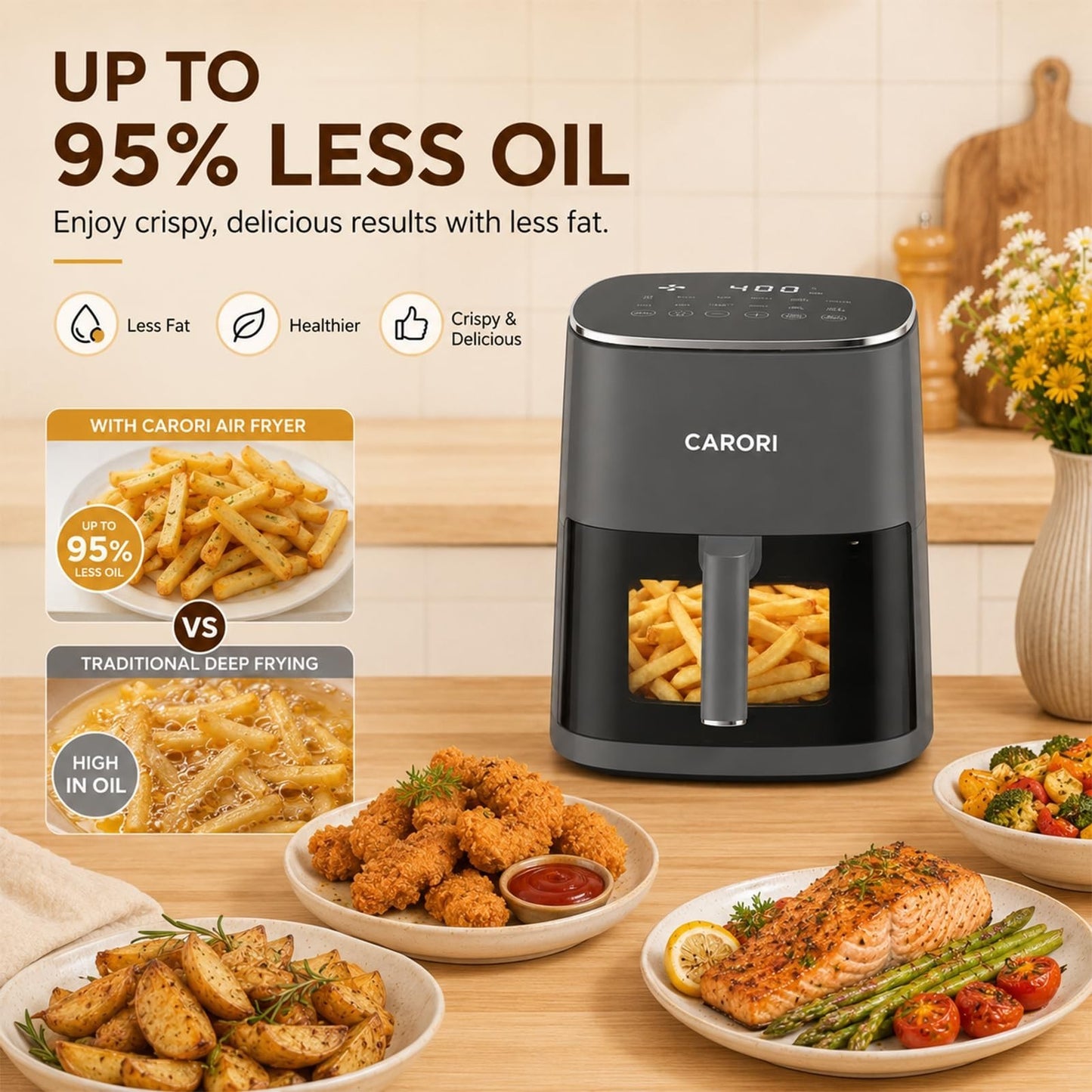 6 Qt Air Fryer with Viewing Window, 12 Cooking Presets, 1700W, Nonstick Basket5