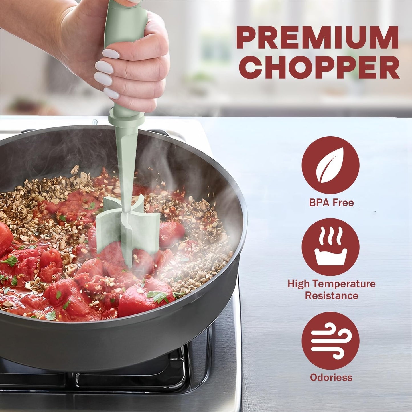 Meat Chopper & Hamburger Grinder   5 Blade Heat Resistant Kitchen Tool, Dishwash5