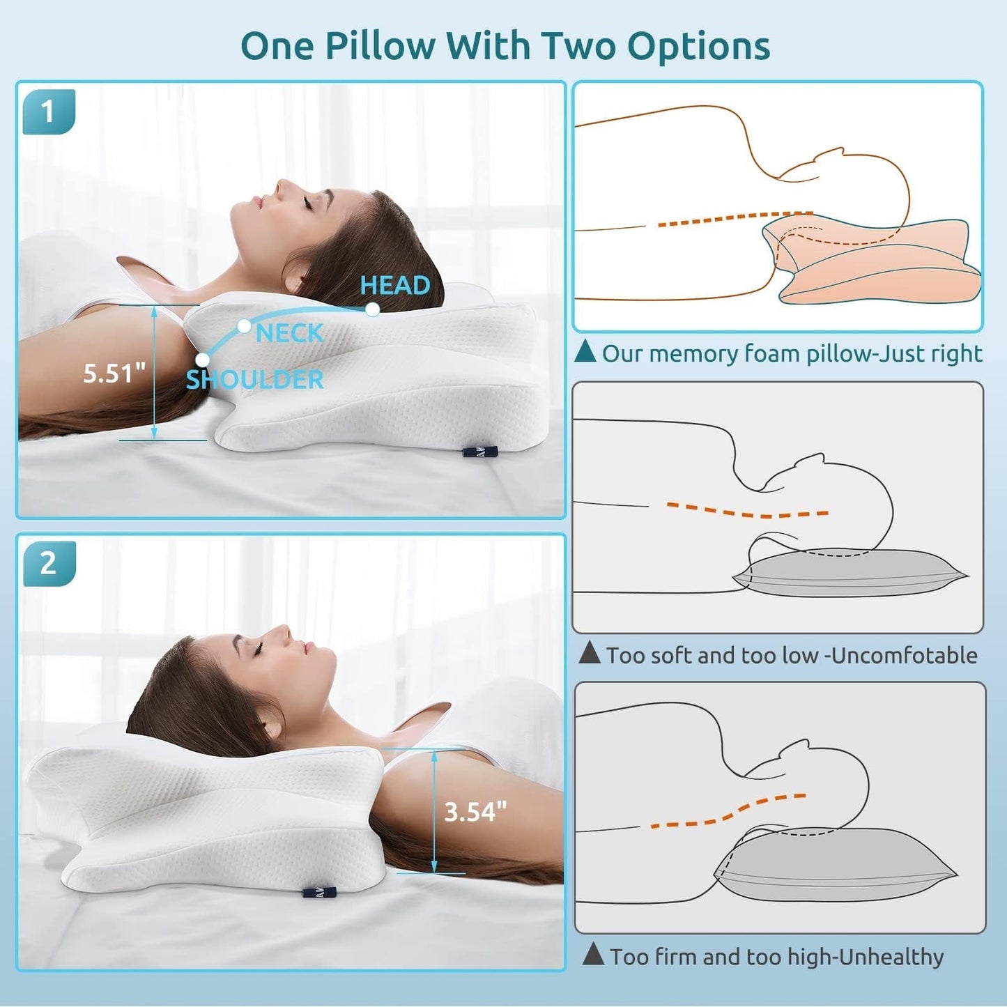 Ergonomic Memory Foam Cervical Pillow for Neck Pain Relief   Sleep Comfort Aid2