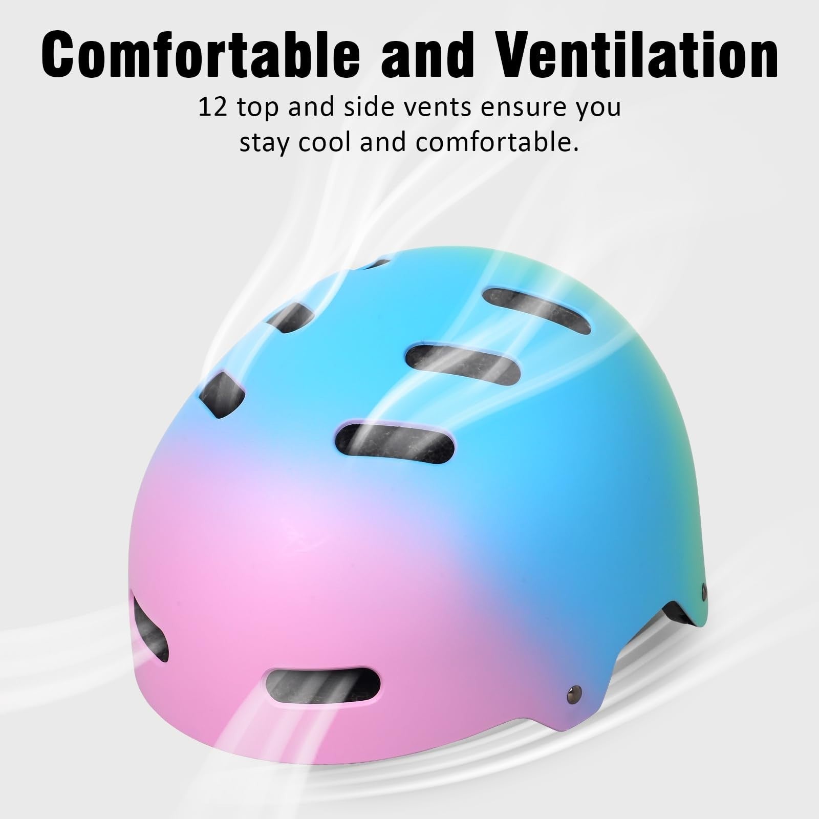 Multi-Sport Helmet for Skateboard, Bike, Scooter - Adjustable, Lightweight, Vent6
