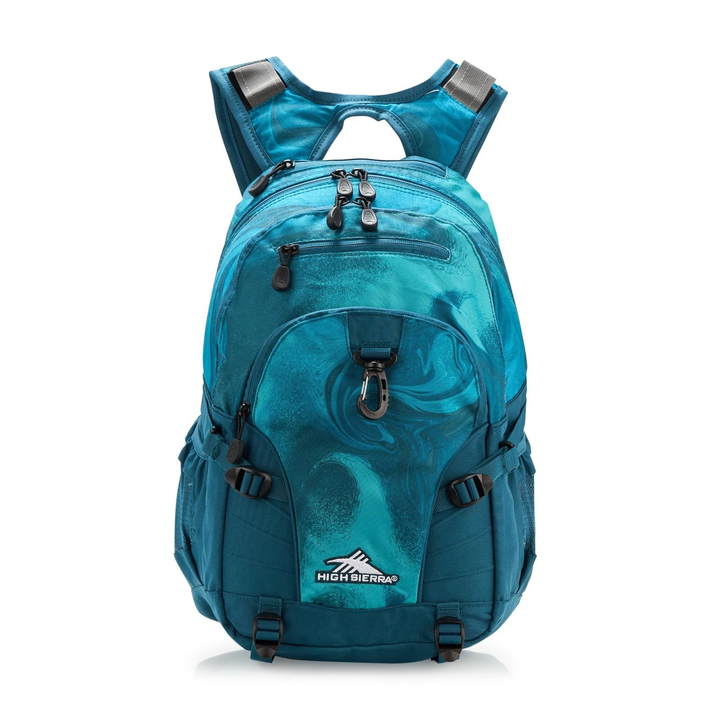 Versatile Travel & Work Backpack with Tablet Sleeve   Teal Marble Swirl Design1