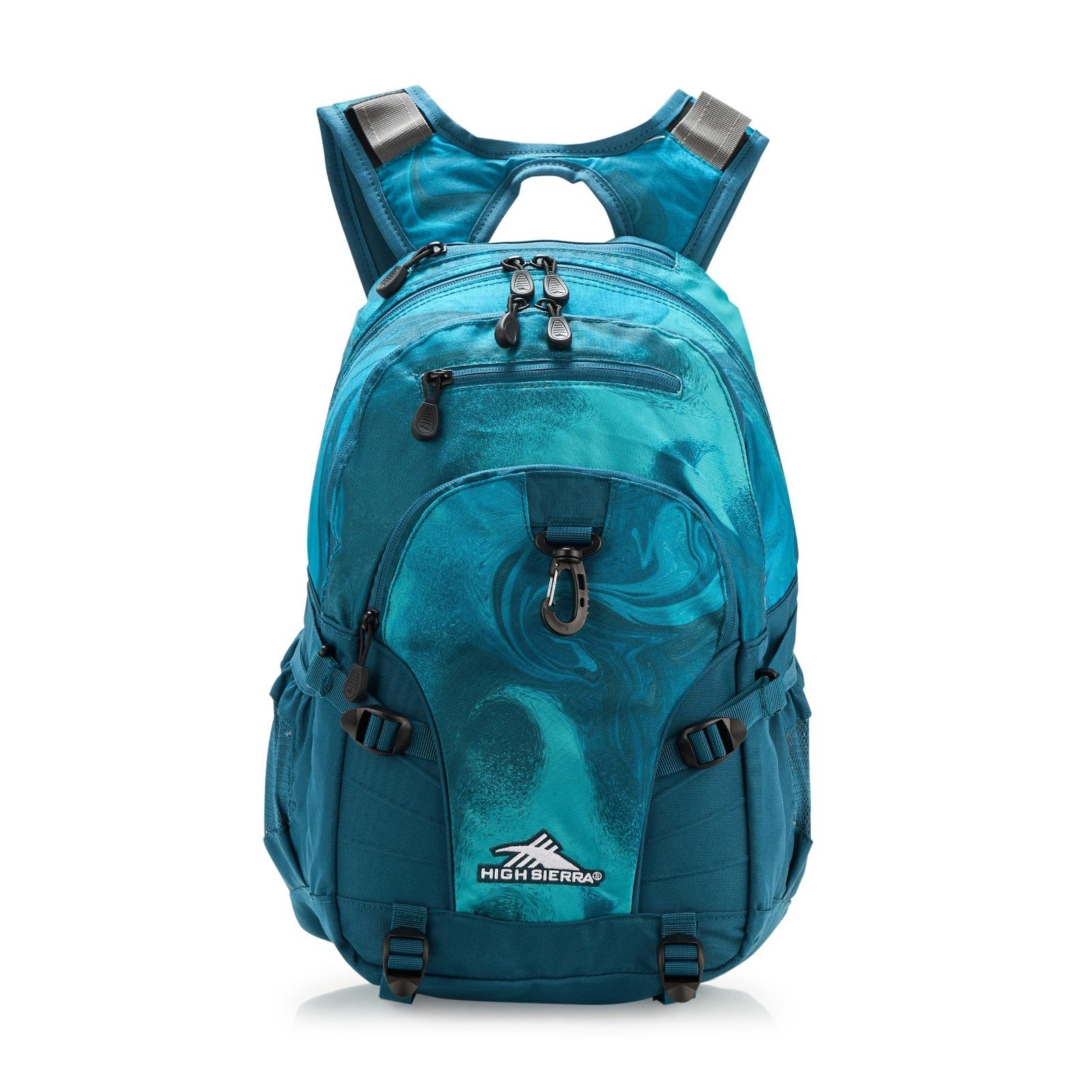 Versatile Travel & Work Backpack with Tablet Sleeve   Teal Marble Swirl Design1