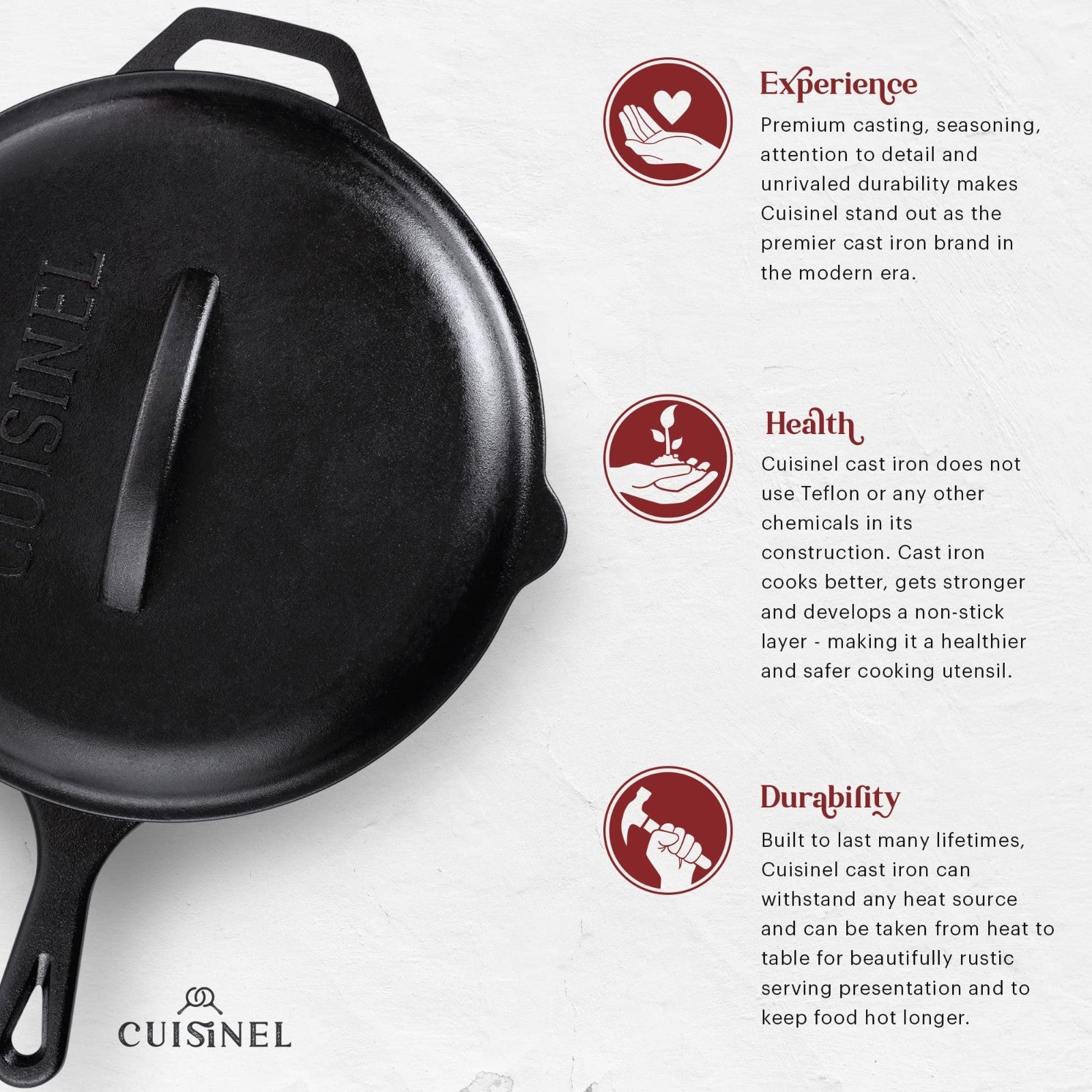 12-Inch Pre-Seasoned Cast Iron Skillet with Lid - Versatile Frying Pan Set for O3