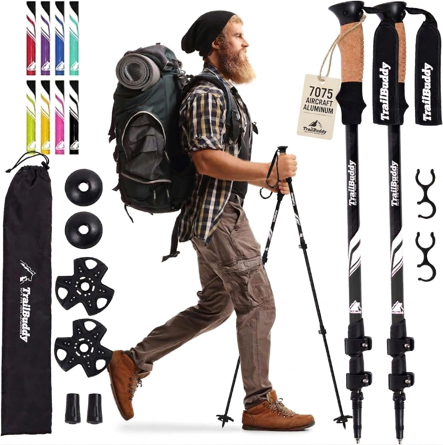Lightweight Aluminum Trekking Poles – Collapsible Hiking Sticks for Travel & Bal1