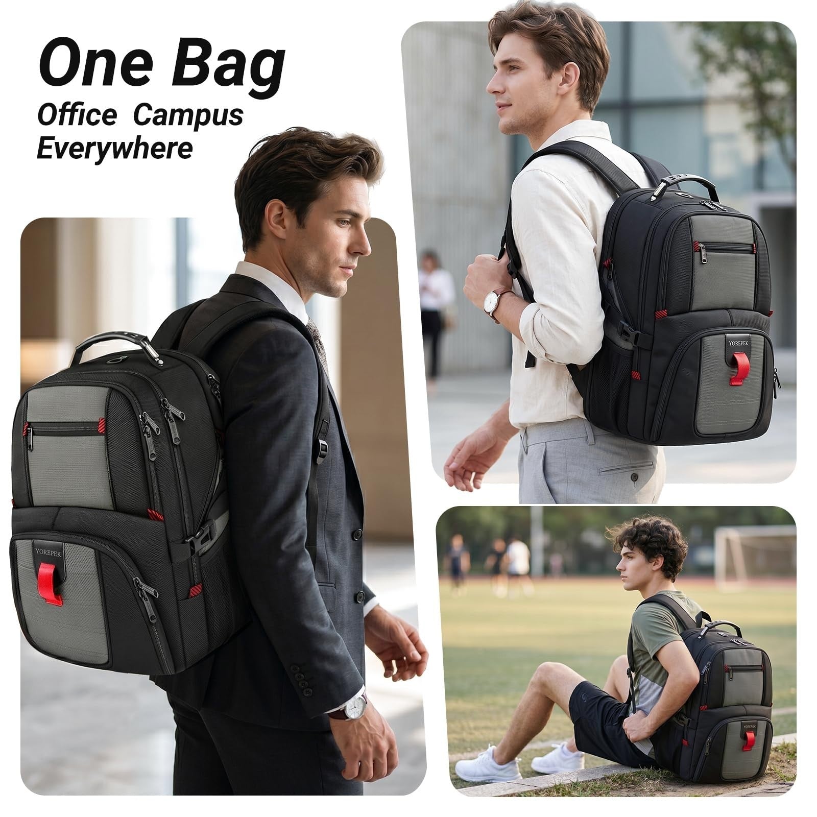 Large Laptop Backpack for Men, Heavy Duty Travel Bag, Waterproof, Multi Compartm5
