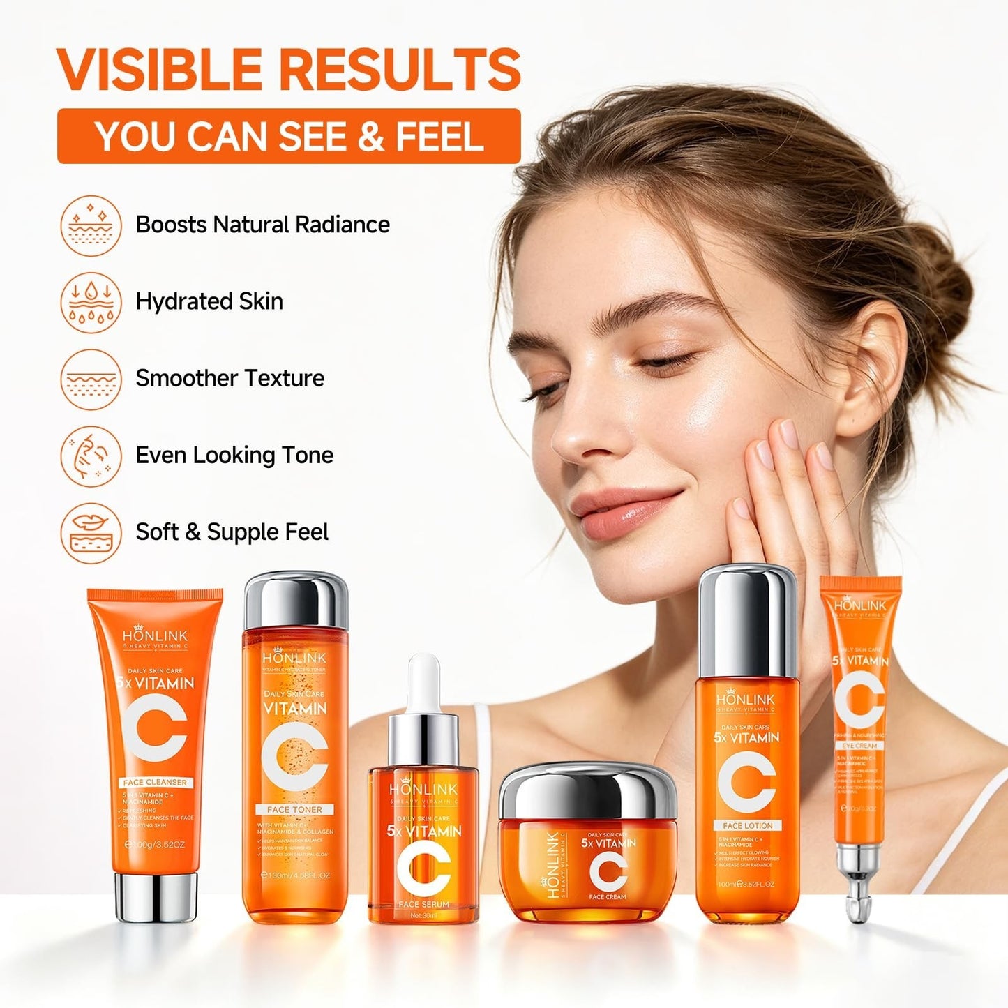 6 Piece Vitamin C & Niacinamide Skincare Set for Daily Facial Care Routine4