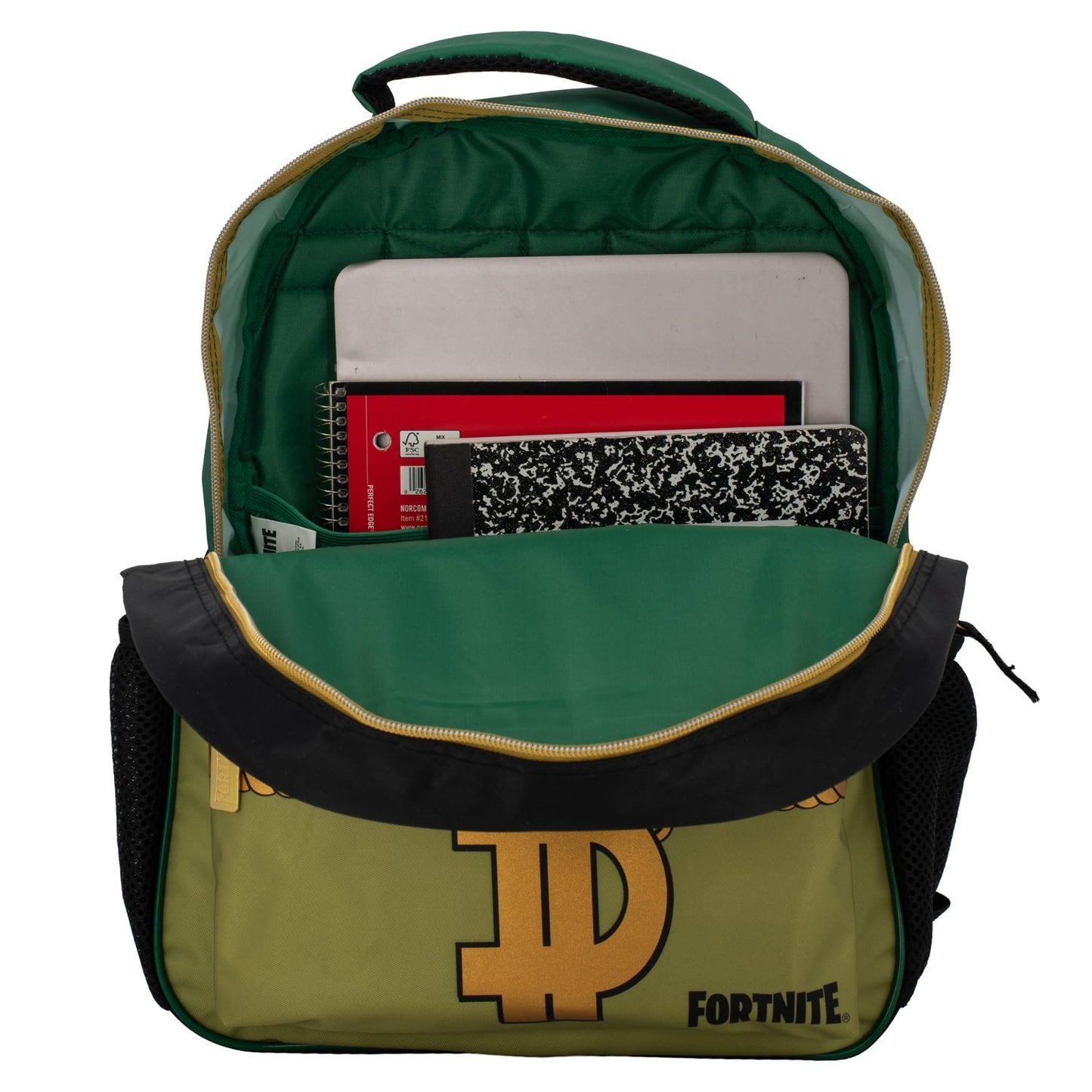 16 Inch Fortnite Inspired Backpack for Boys & Girls, Nylon Twill Schoolbag, Gree4