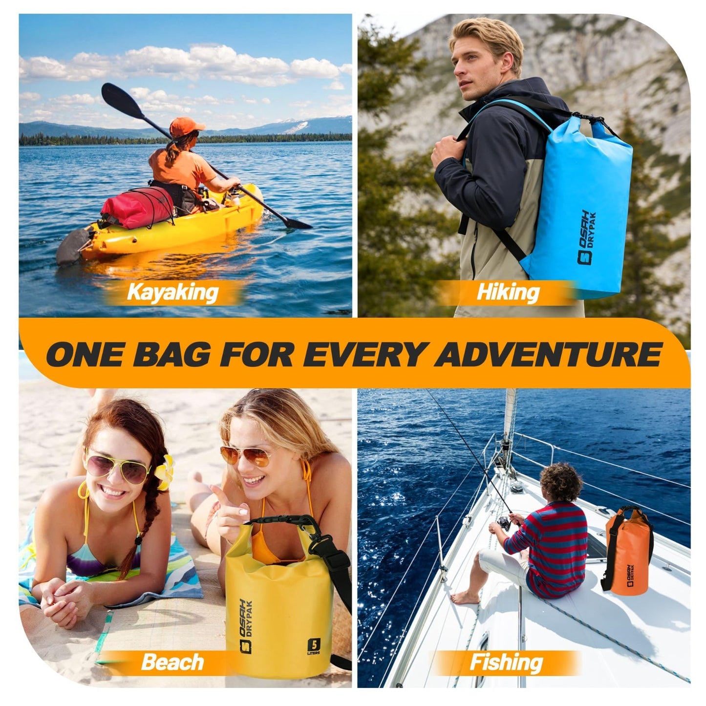 Waterproof Dry Bag - Lightweight Roll Top Backpack, 5L-40L for Travel, Kayaking,4