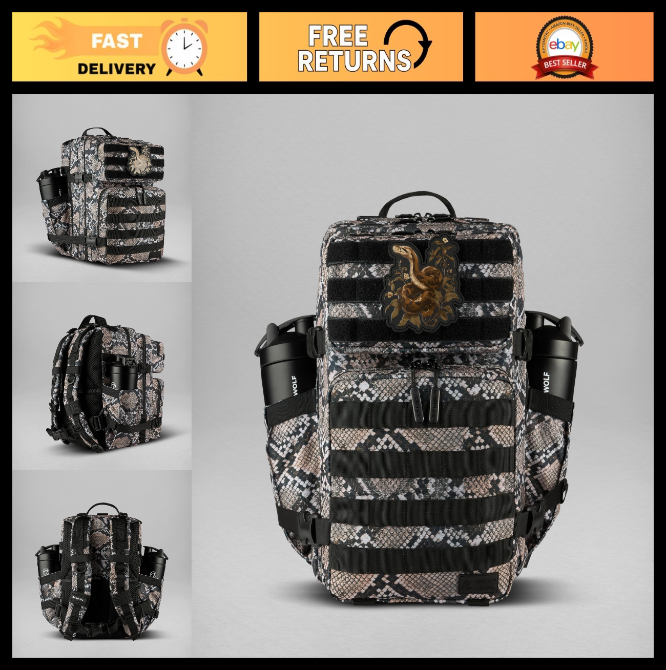 Durable 35L Waterproof Gym Backpack   1000D Oxford, MOLLE Webbing, Laptop Pocket0
