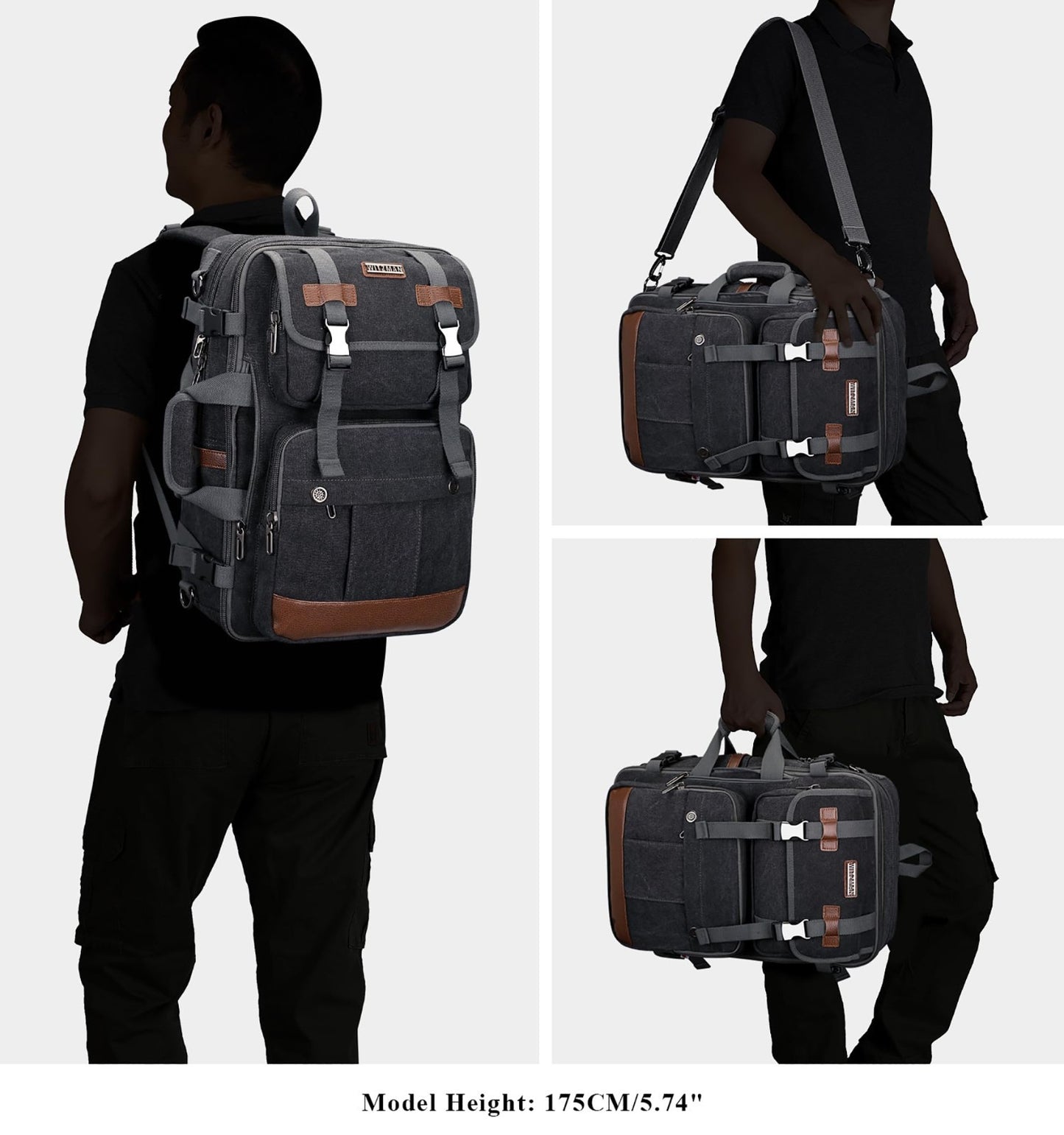Large Canvas Travel Backpack for Men, 16 Inch Laptop Bag, Durable & Stylish2