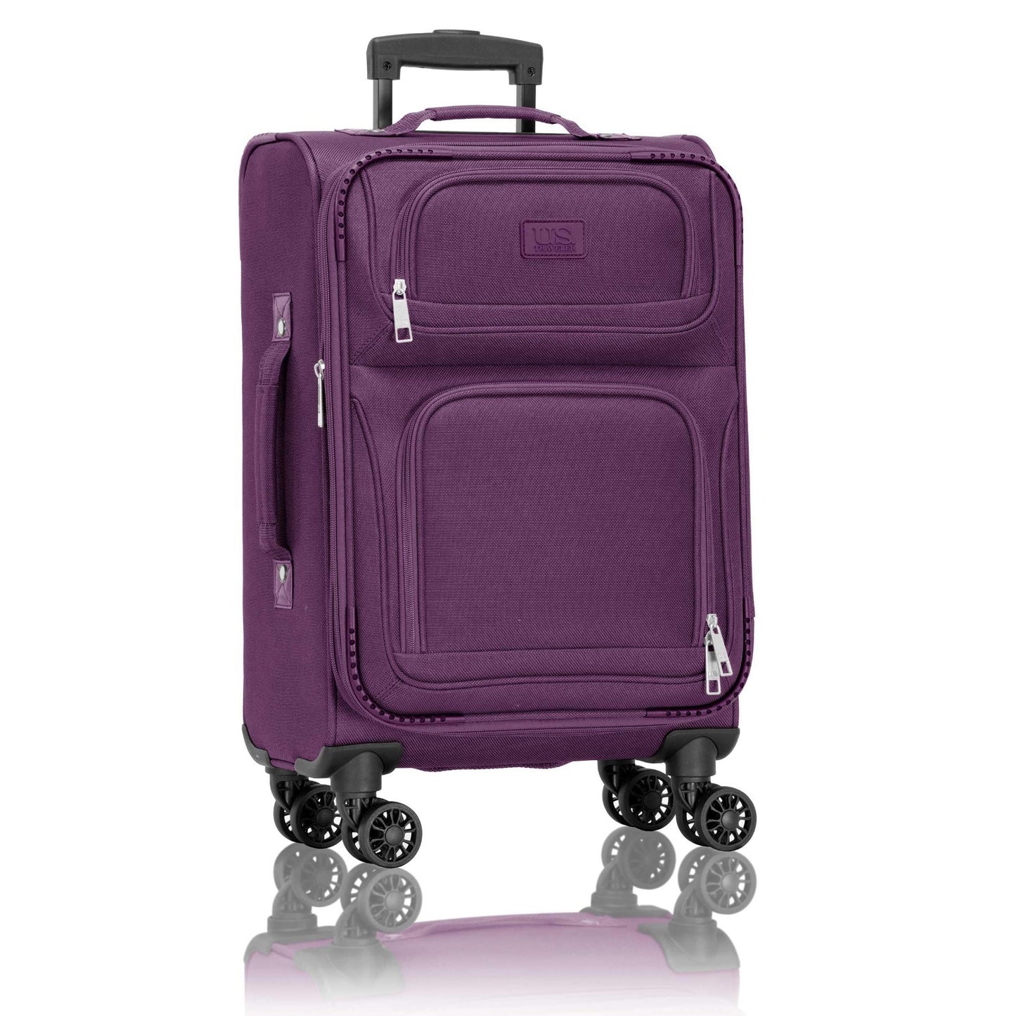Lightweight Softside Rolling Carry-On Suitcase, 4-Wheel Travel Luggage, Purple1