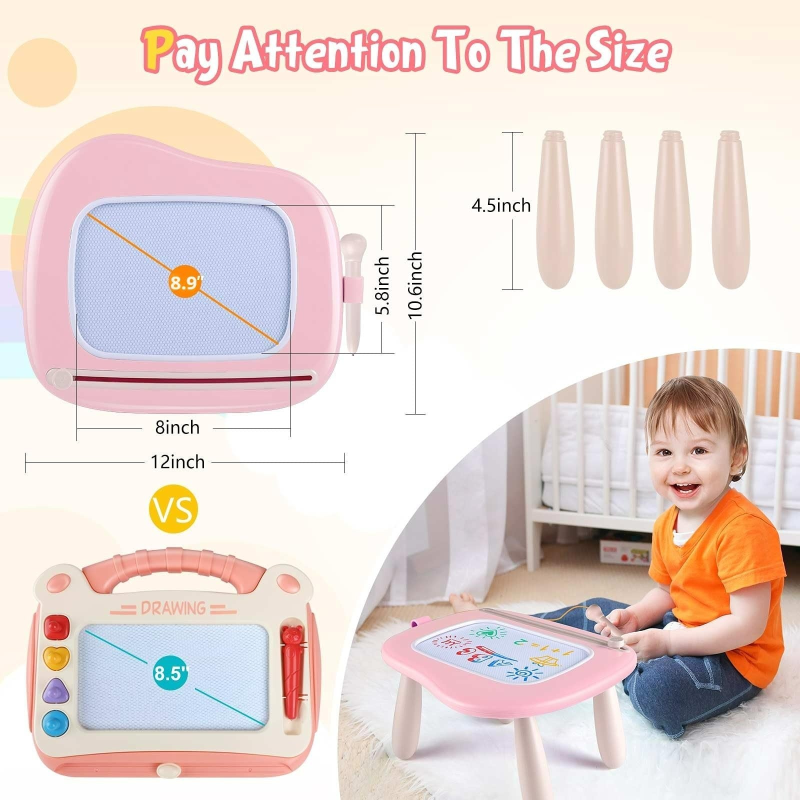 Magnetic Drawing Board for Kids - Portable Doodle Pad, Educational Toy for Ages2