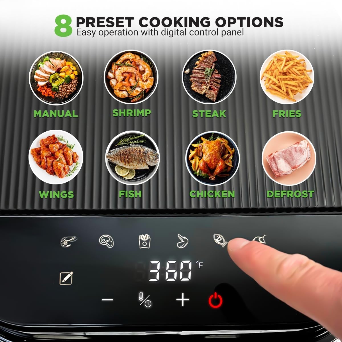 5.8 Quart Air Fryer with 8 Preset Modes, Transparent Fry Bowl, Precise Temp Cont5