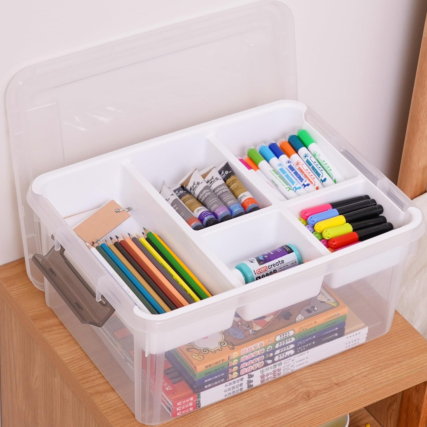Clear Craft Organizers 17QT Storage Box Set with Tray   2 Pack, Ideal for Crafts7