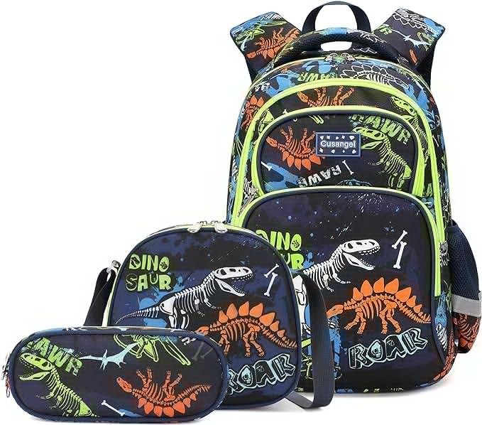 Dinosaur Backpack Set for Kids   3Pcs with Lunch Box & Pencil Case, Perfect Gift3